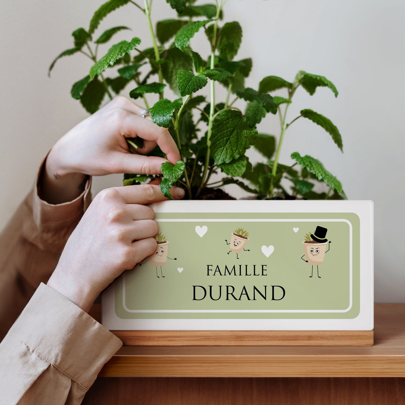 Macizo pot de flor rectangular de cerámica personalizado Murrano para una familia para la casa nueva