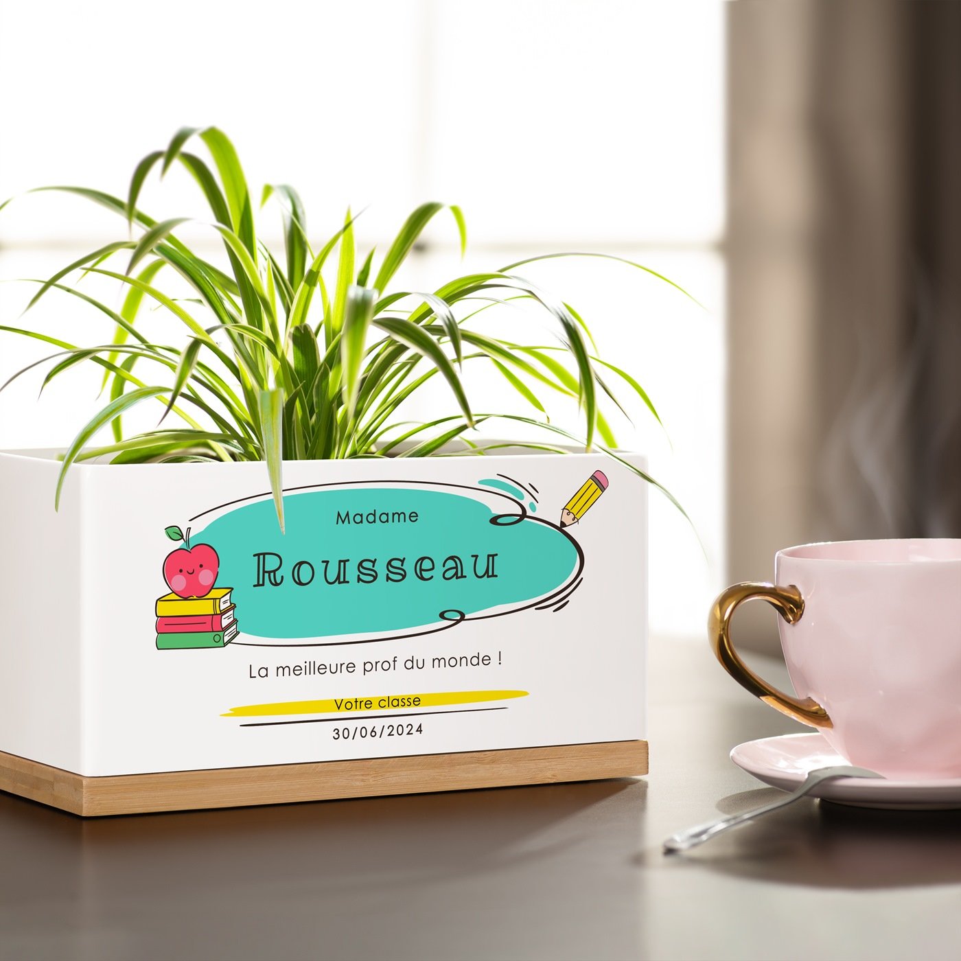 Maceta rectangular de cerámica Murrano con impresión