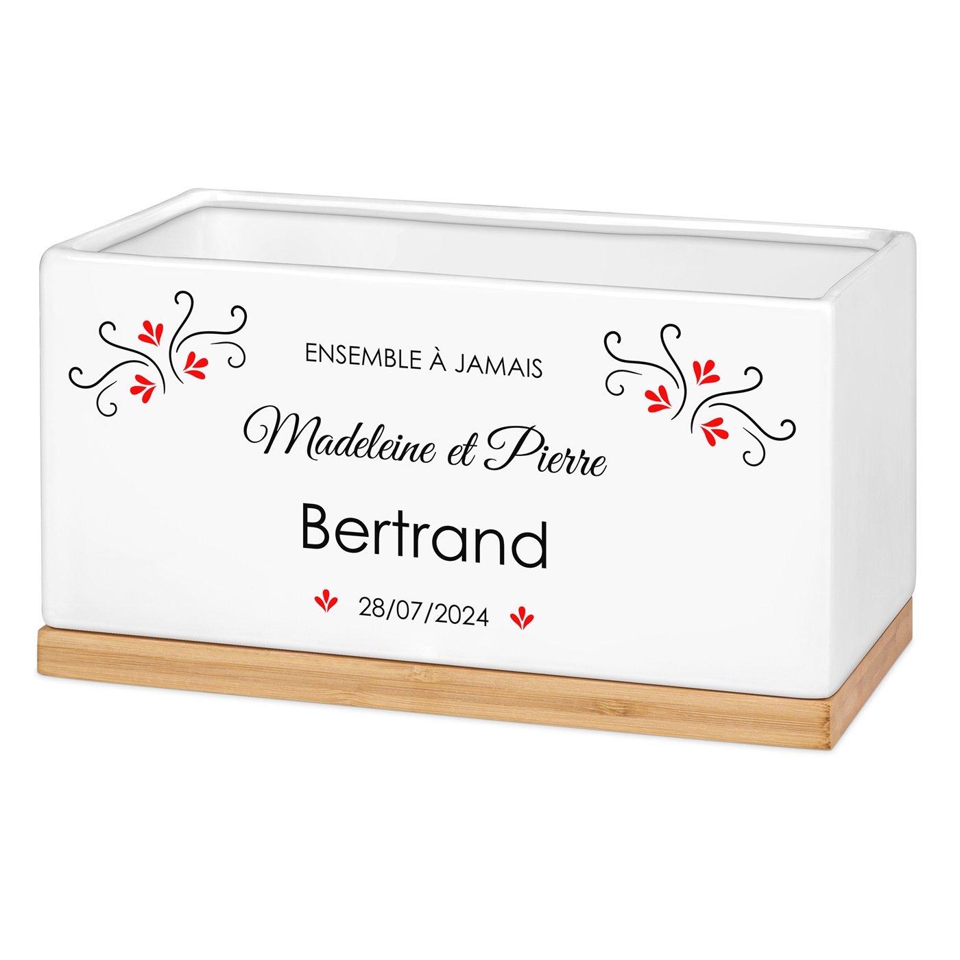 Maceta rectangular de cerámica Murrano con diseño personalizado