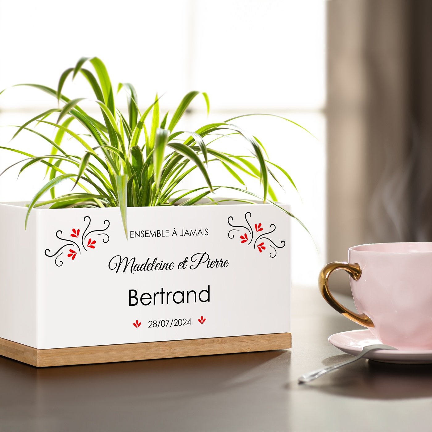 Maceta rectangular de cerámica Murrano con diseño personalizado