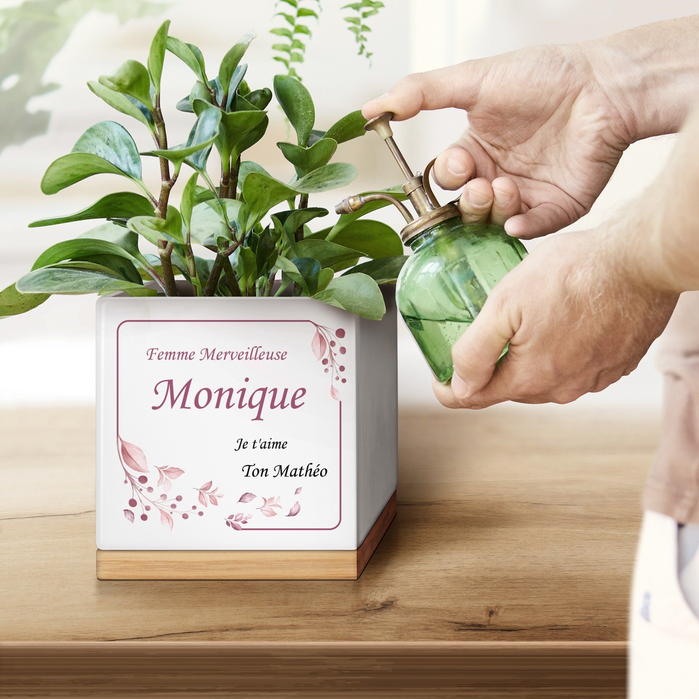 Maceta cuadrada de cerámica Murrano con impresión personalizada para mujer