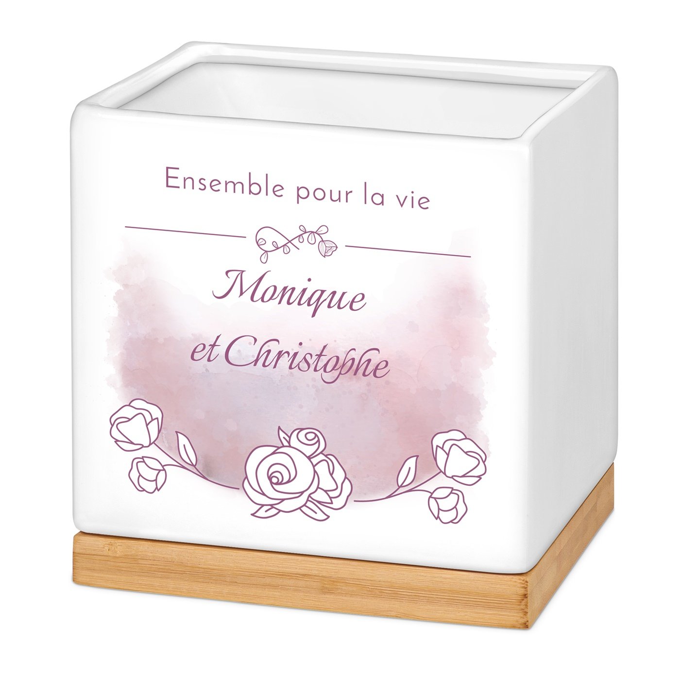 Maceta cuadrada de cerámica Murrano - Personalizada para la novia y el novio