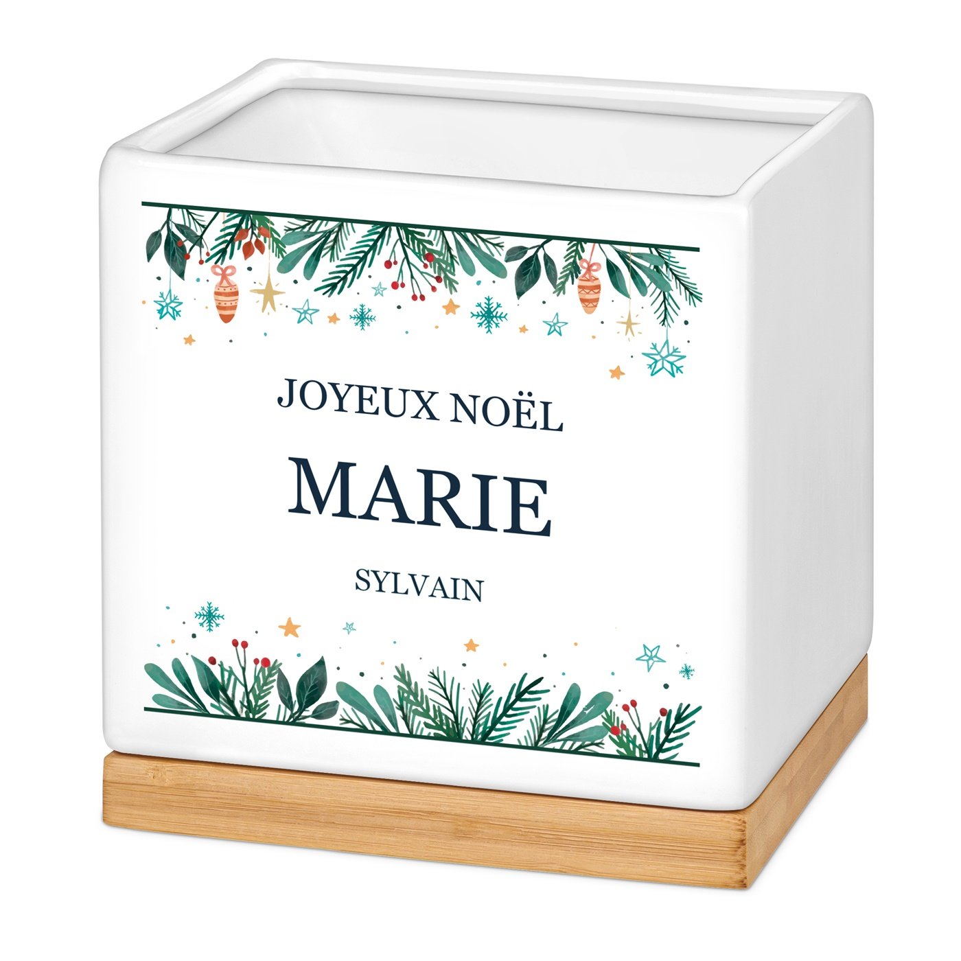 Maceta cuadrada de cerámica Murrano para mujer - Regalo personalizado para Navidad