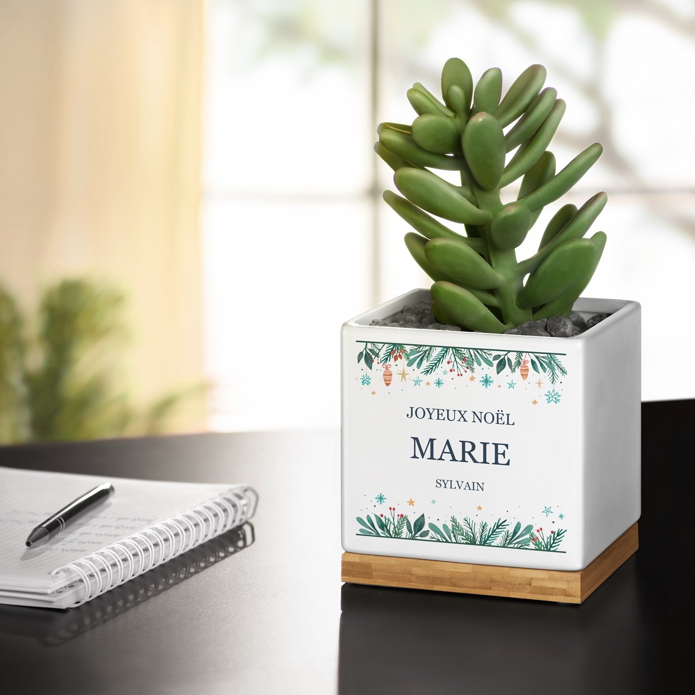 Maceta cuadrada de cerámica Murrano para mujer - Regalo personalizado para Navidad