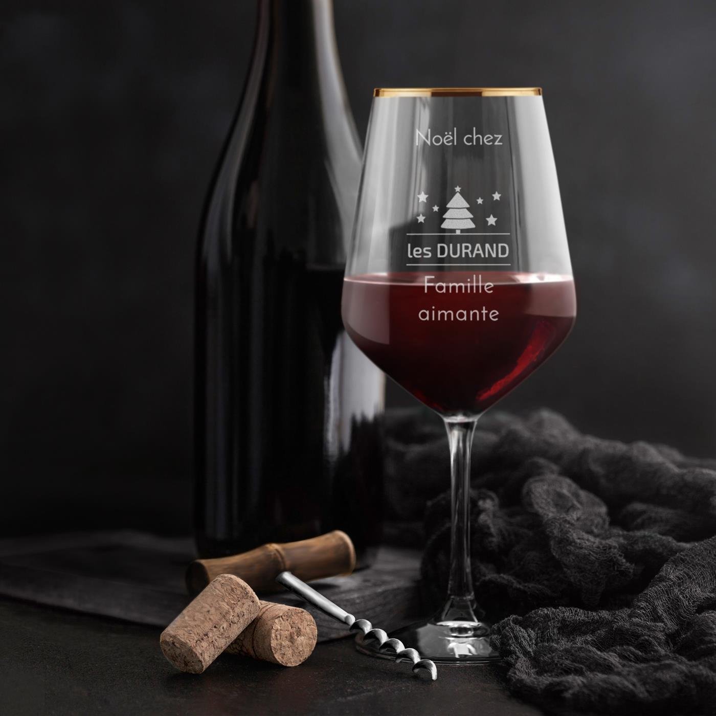 6 vasos de vino XL laminados con grabado láser para padres en Navidad