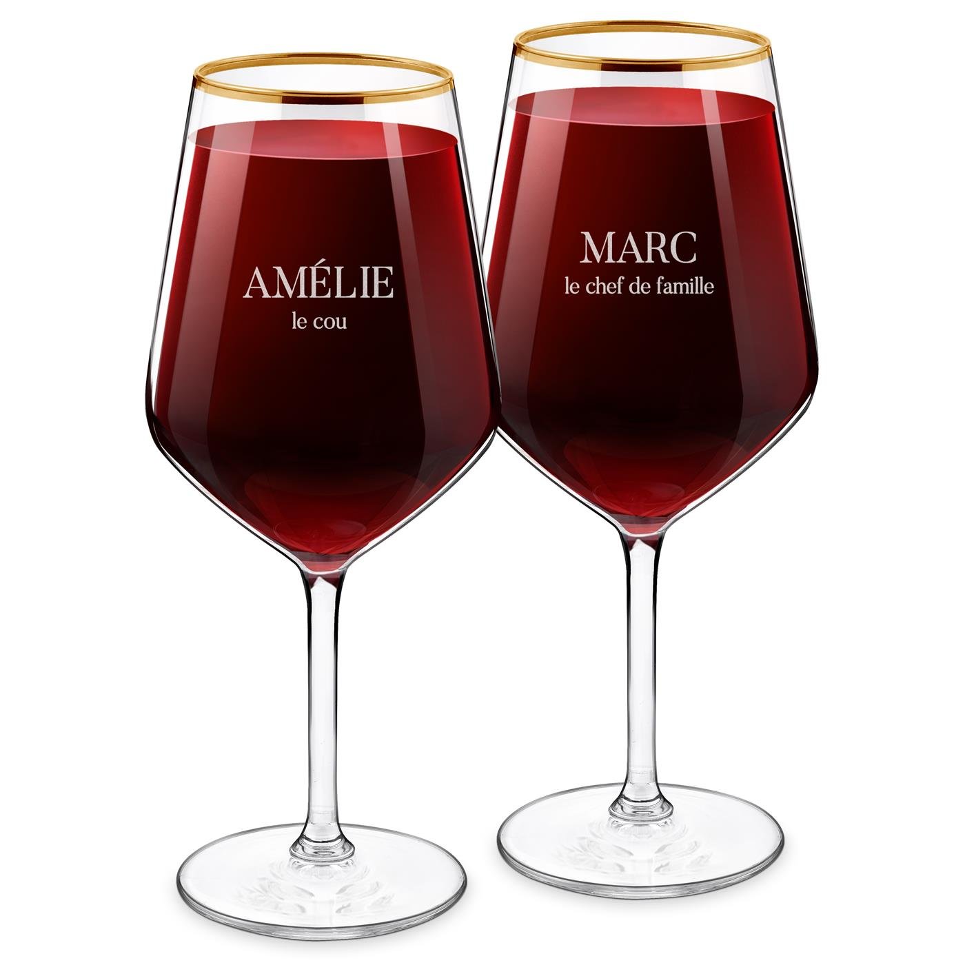 Velas de vino XL dorados con grabado láser para pareja - Murrano