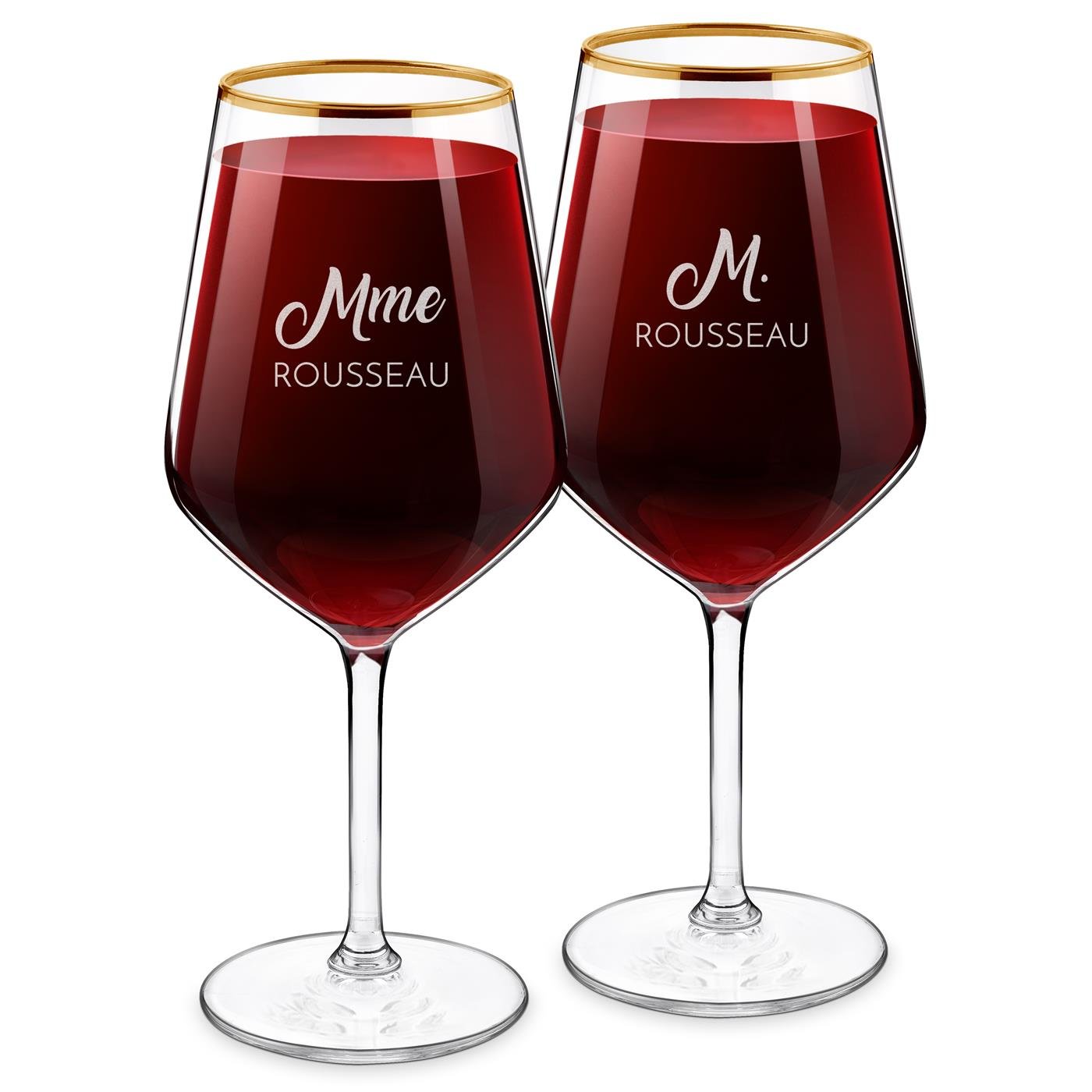 Conjunto de copas de vino Murrano de oro con grabado láser para él y ella