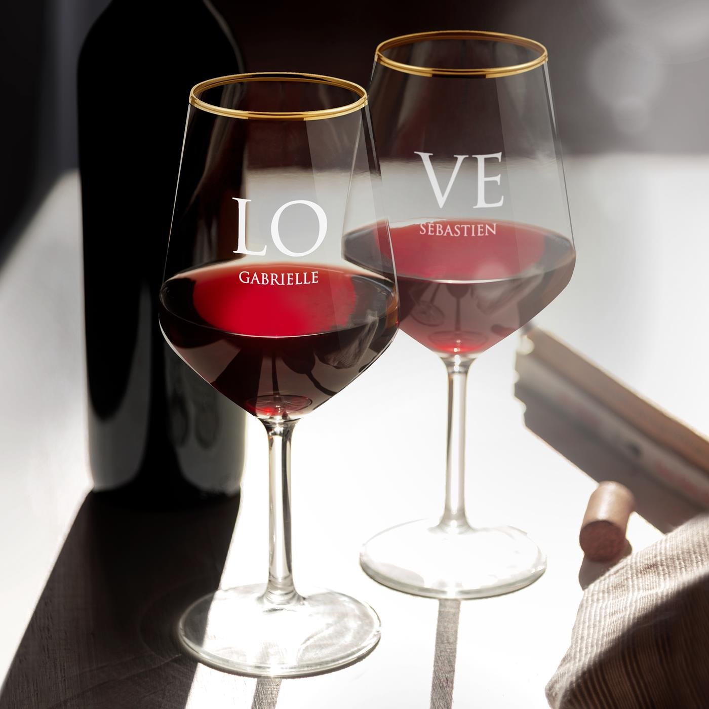 Juego de copas de vino personalizadas Murrano para parejas