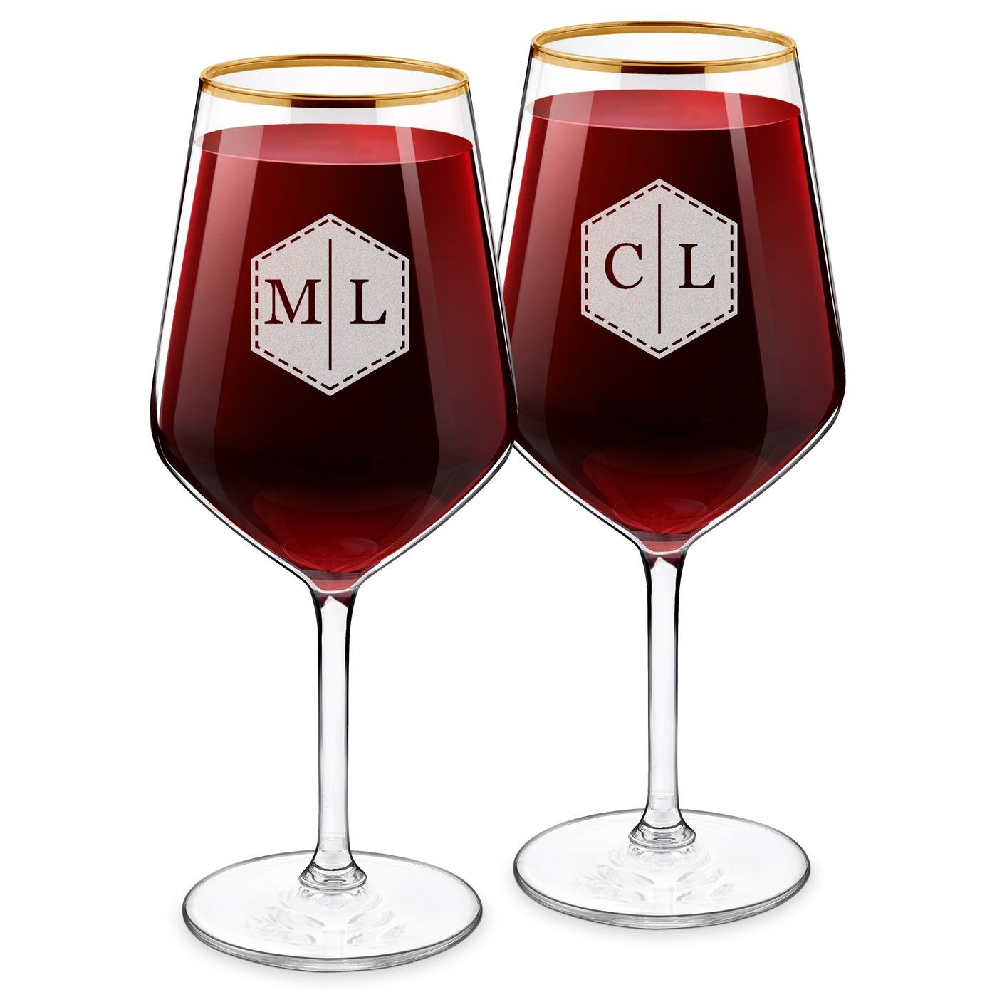 Set de Copas de Vino Personalizadas Murrano para Pareja con Grabado Láser