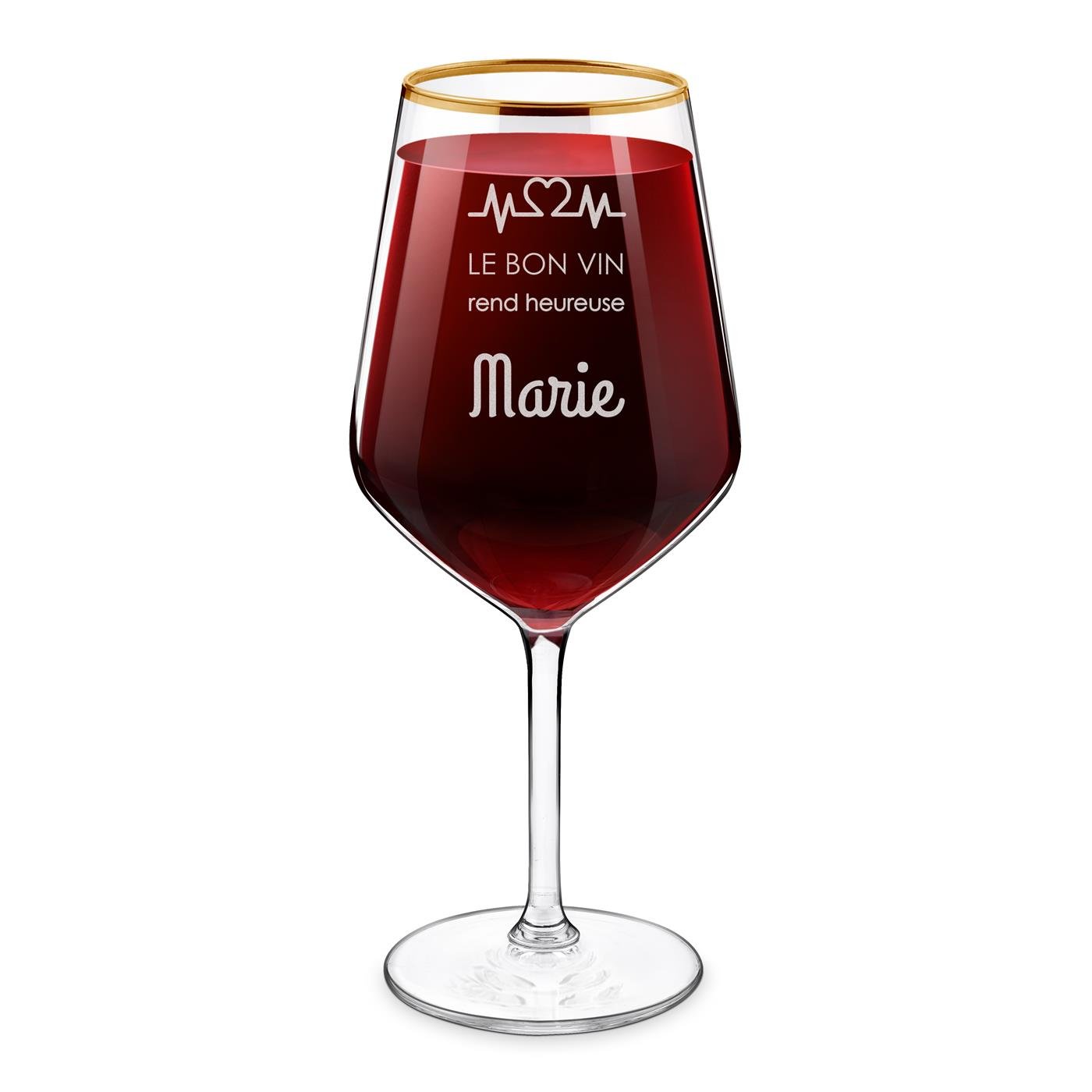 Vaso de vino XL dorado con grabado láser para el cumpleaños de una colega