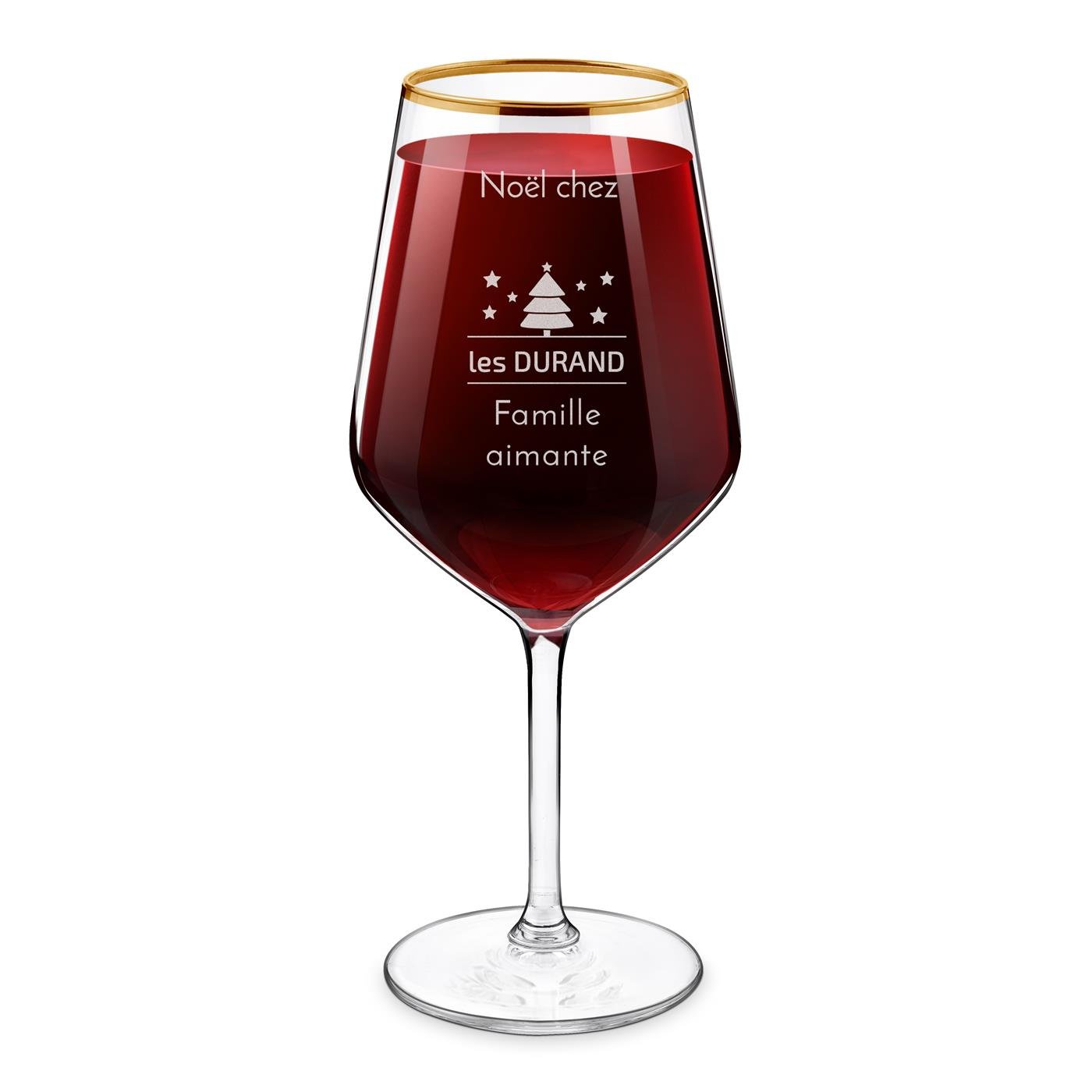 Vaso de vino XL dorado con grabado para padres en Navidad