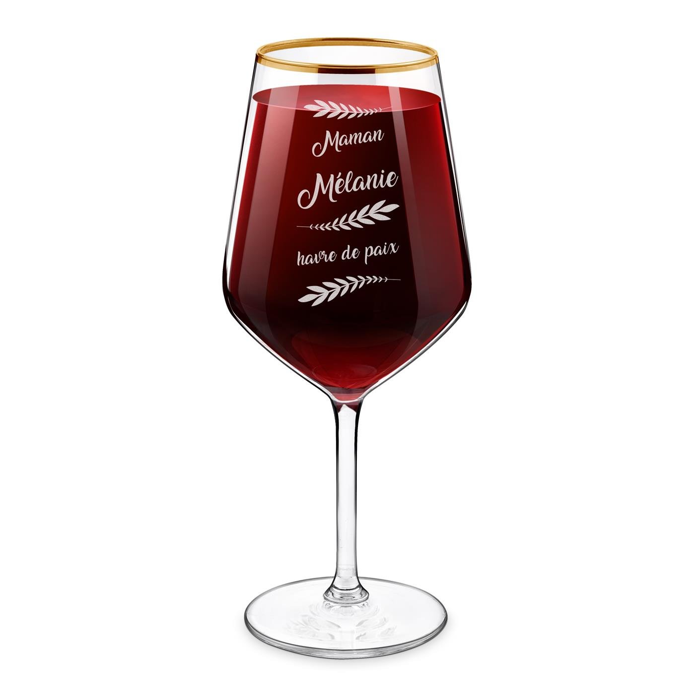 Vaso de vino dorado Murrano XL con grabado láser para el cumpleaños de mamá