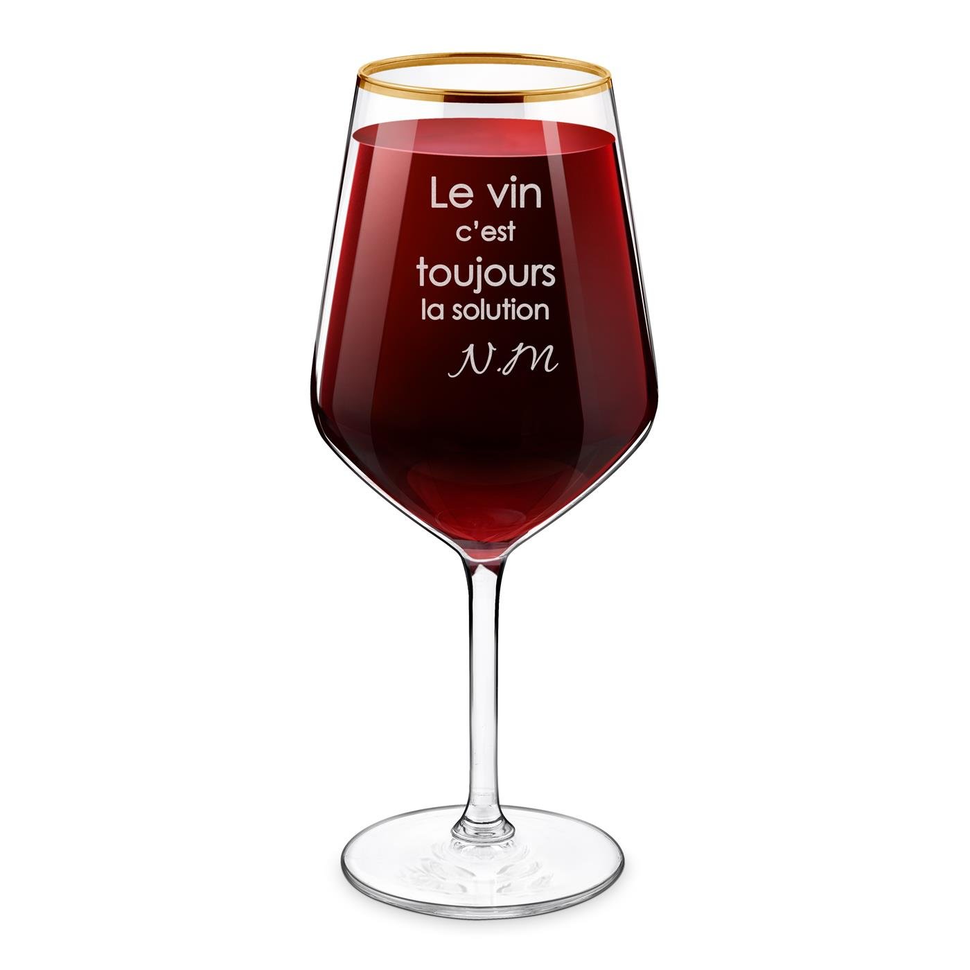 Vaso de vino XL laminado en oro con grabado láser para el cumpleaños de una amiga