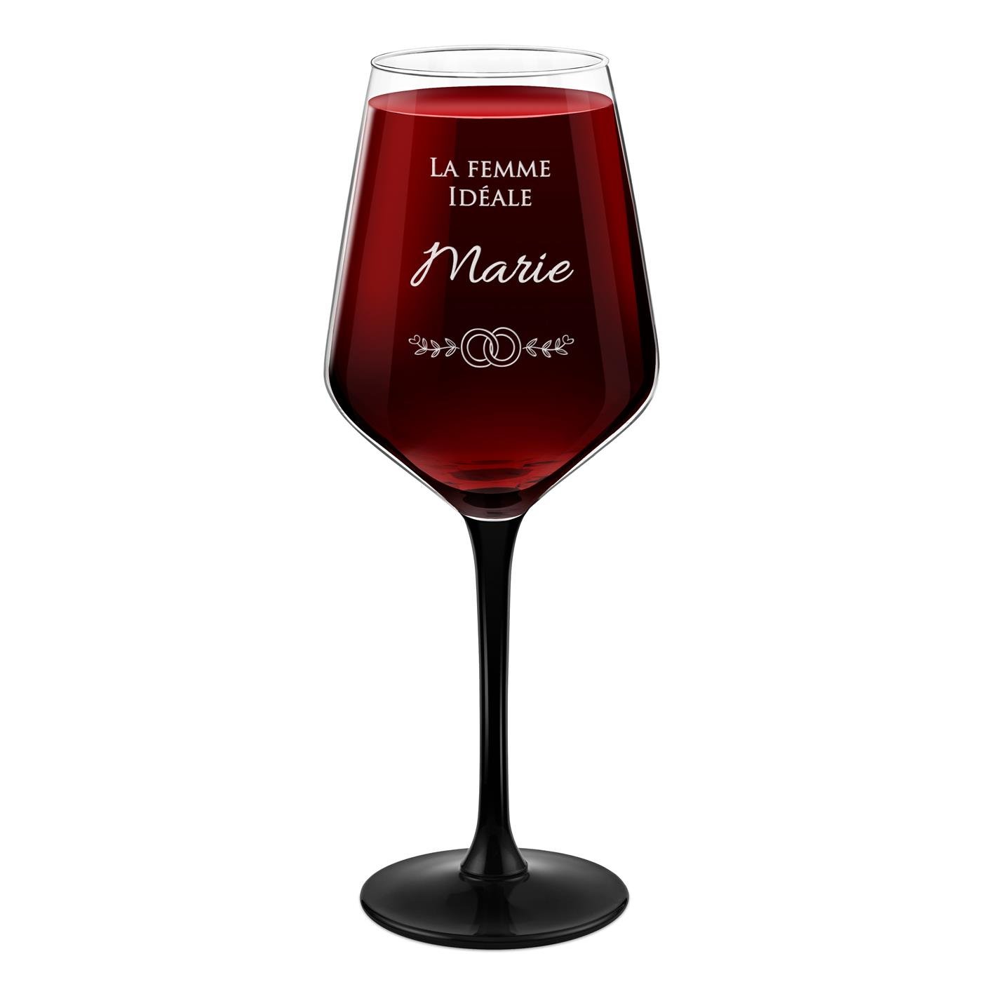 Taza de vino personalizada Murrano - Pieza negra
