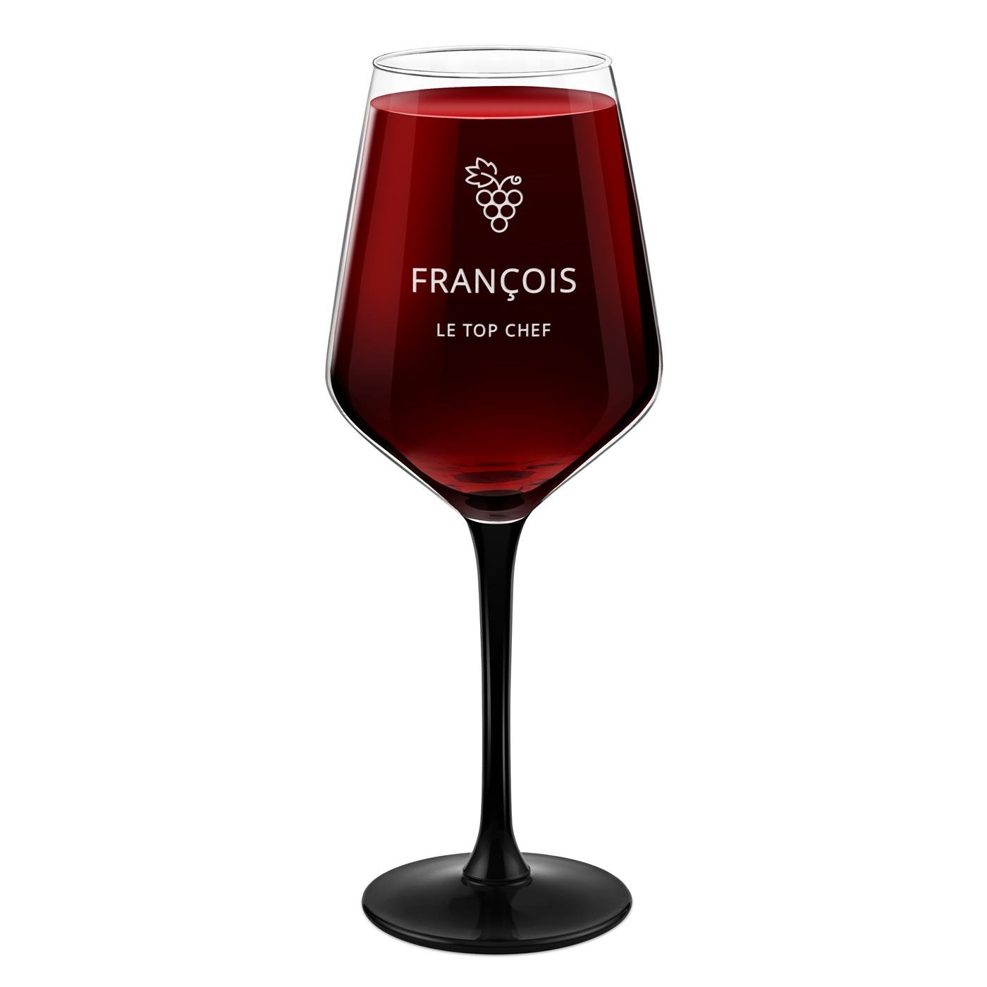 Pasar la copa de vino personalizada Murrano - Pie negro