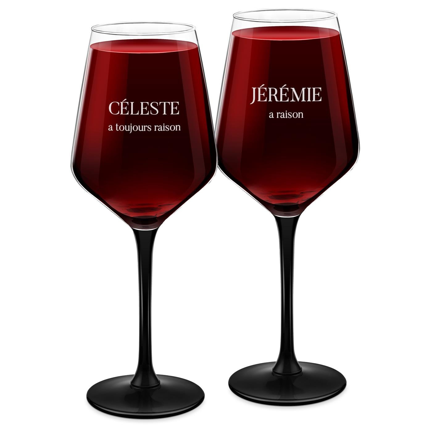 Copas de vino personalizadas Murrano para él y ella, base negra