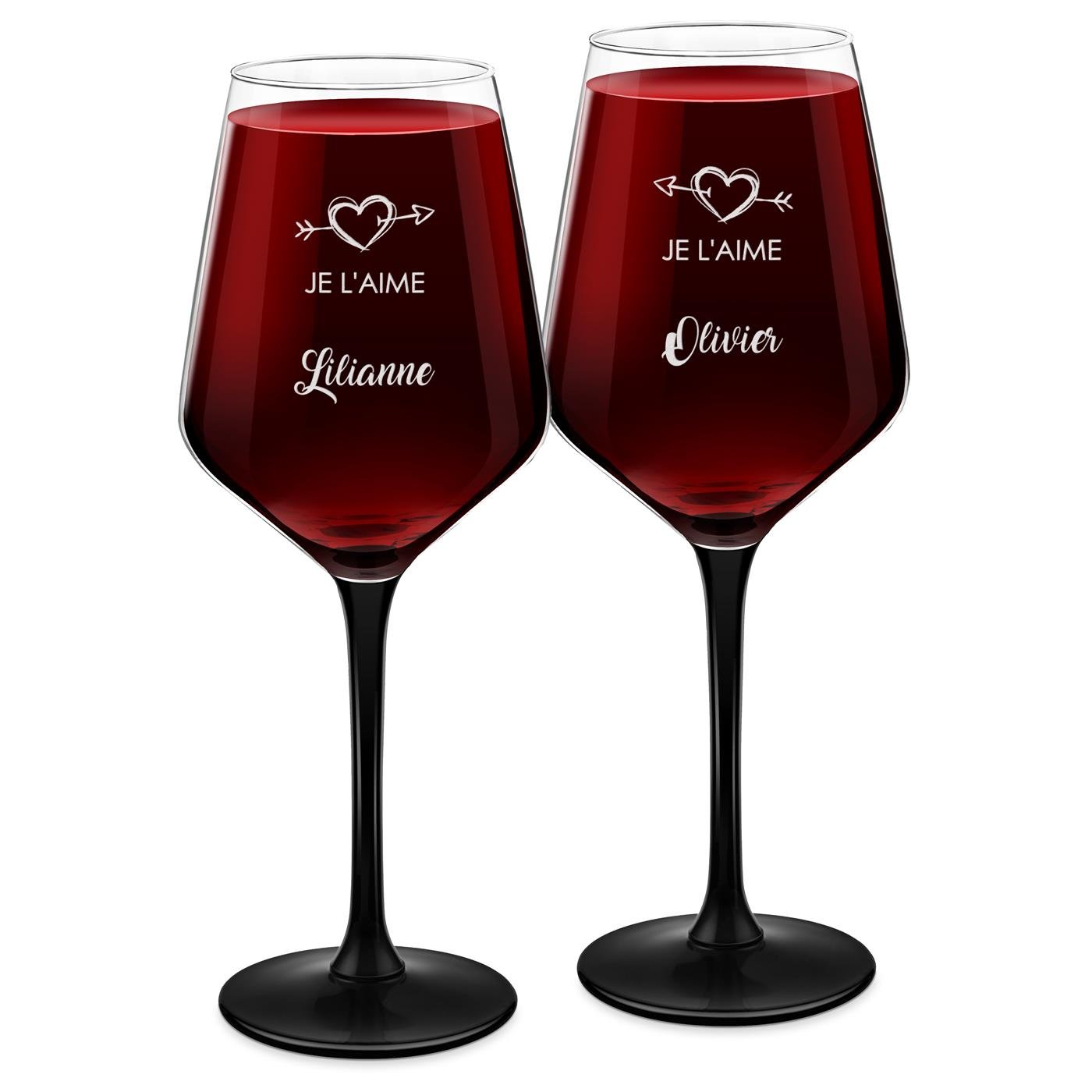 Copas de vino Murrano negras con base para pareja - Día de San Valentín