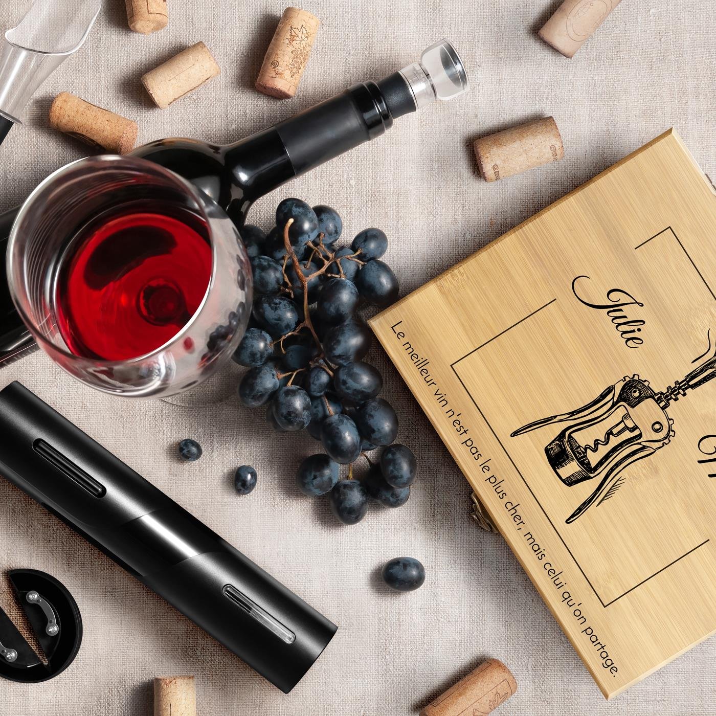 Murrano Personalized Wine Accessory Set for Him and Her