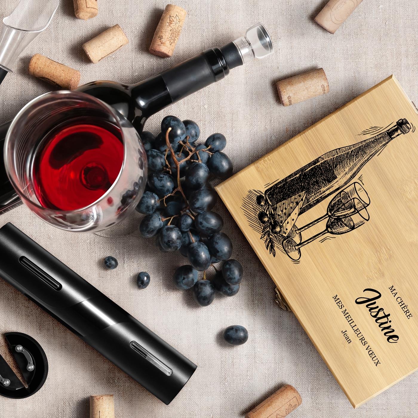 Murrano Wine Accessory Set with Personalized Box