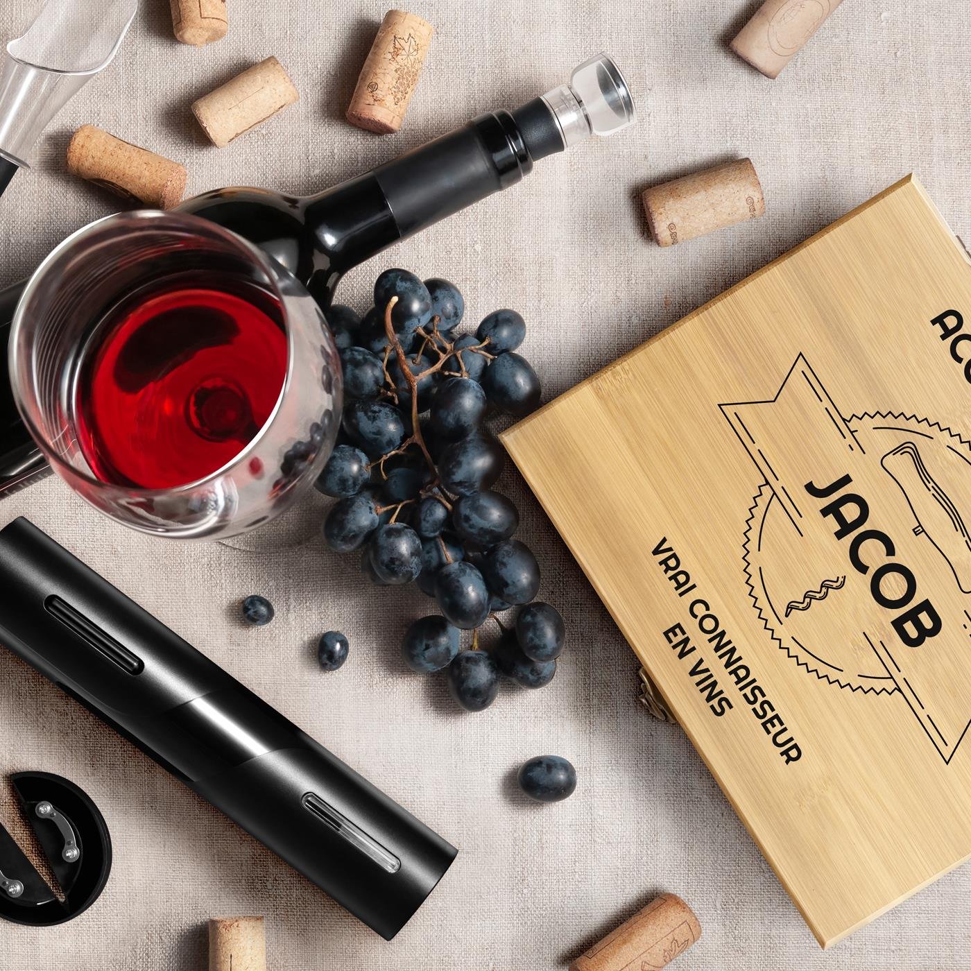 Murrano Customized Wine Accessory Set for Men's Birthday