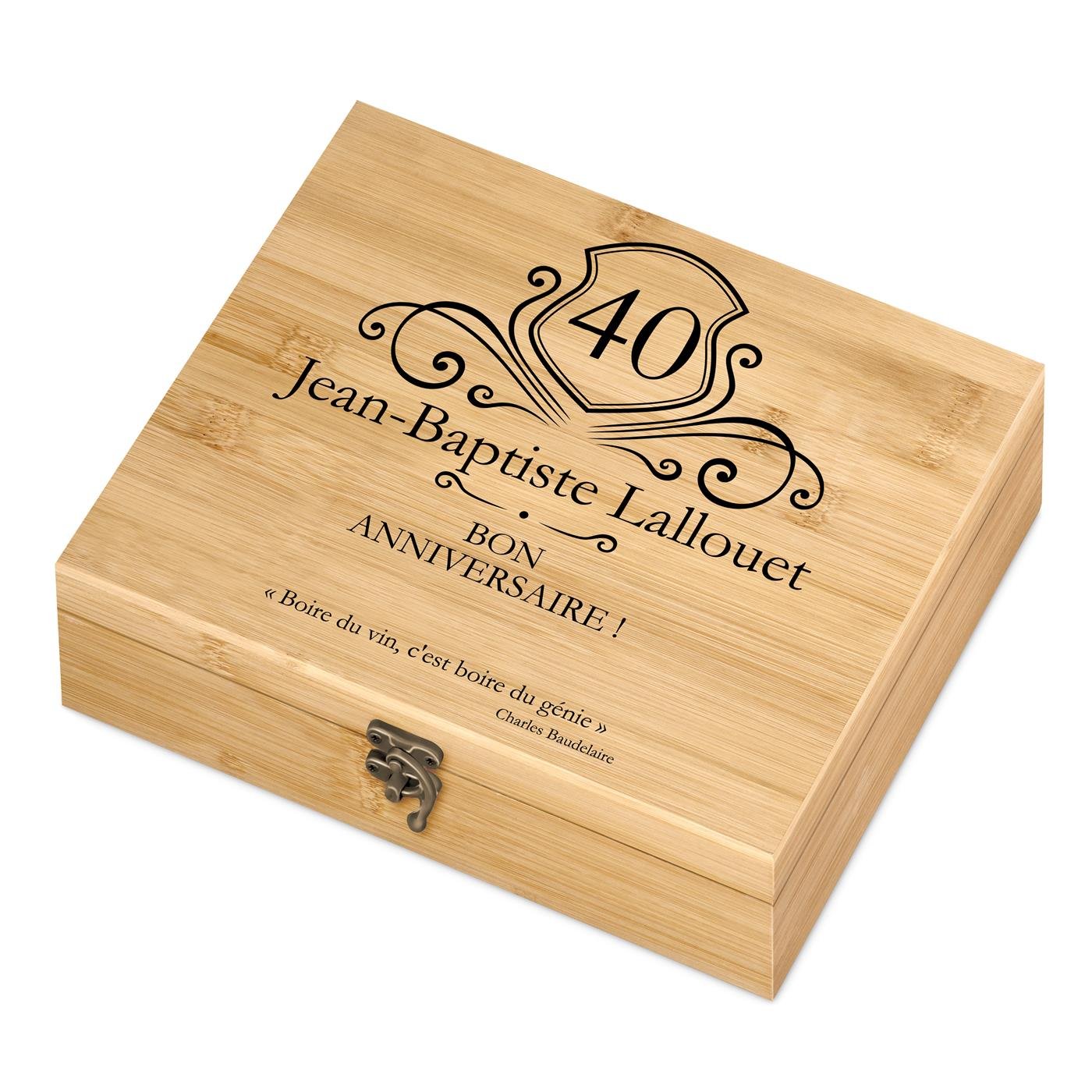 Murrano Wine Accessory Set with Custom Case for Men's 40th Birthday
