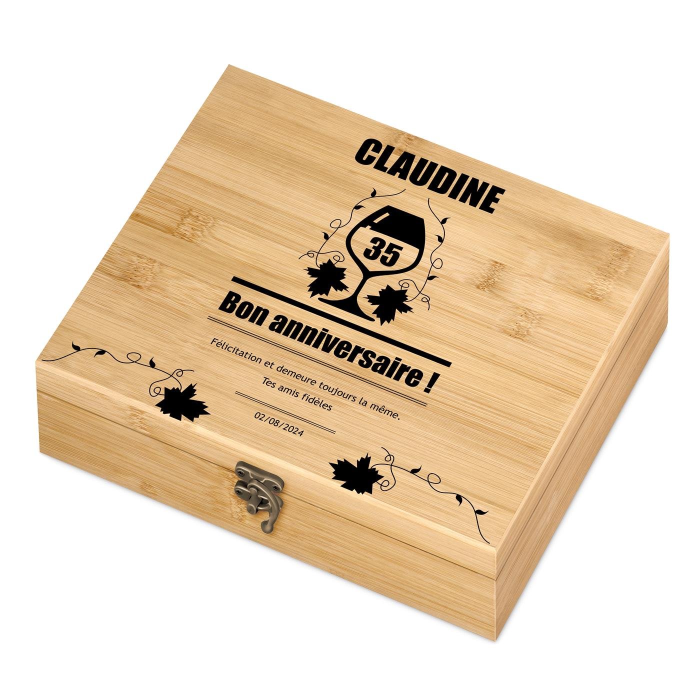 Murrano Wine Accessory Set with Personalized Box for a 35th Birthday Gift