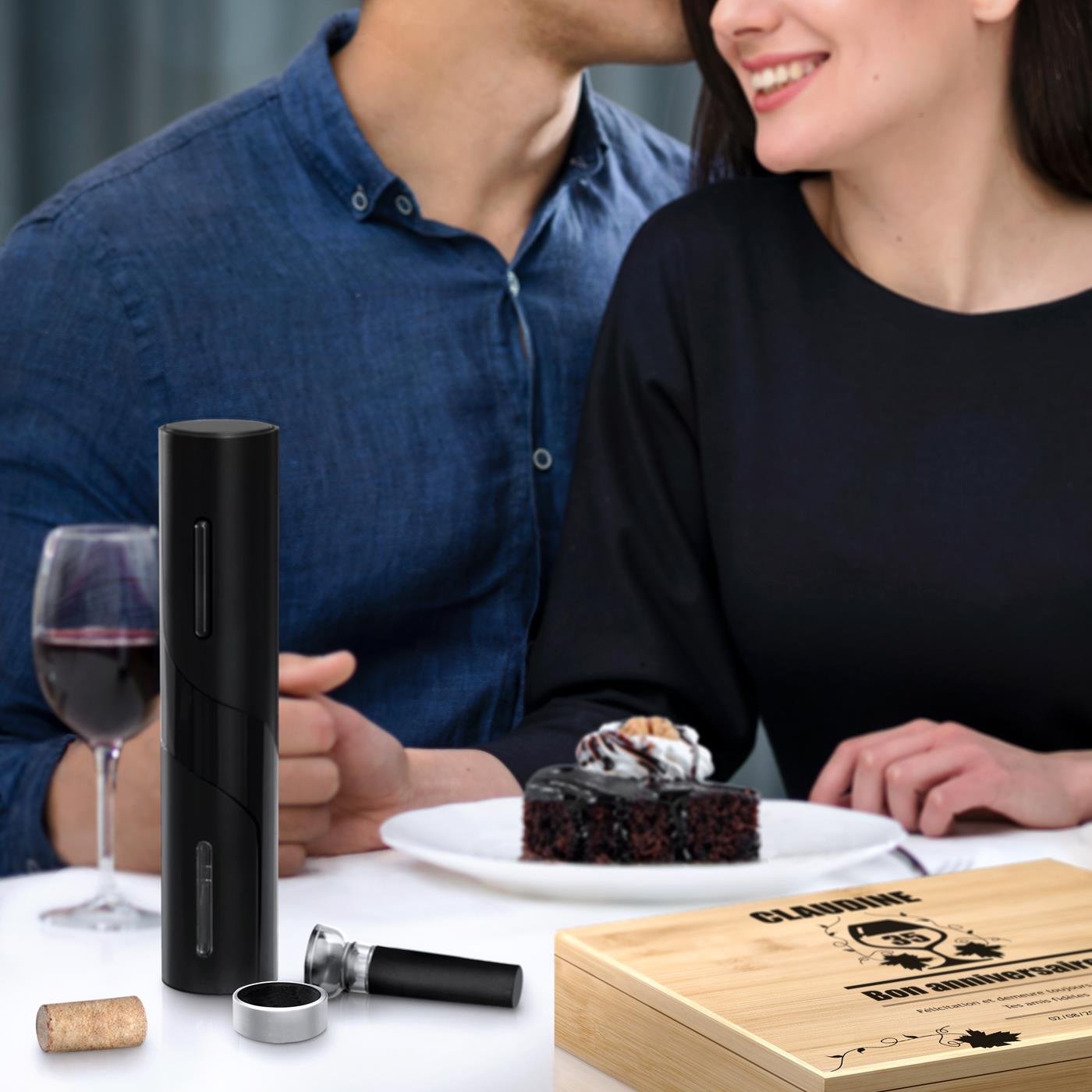 Murrano Wine Accessory Set with Personalized Box for a 35th Birthday Gift