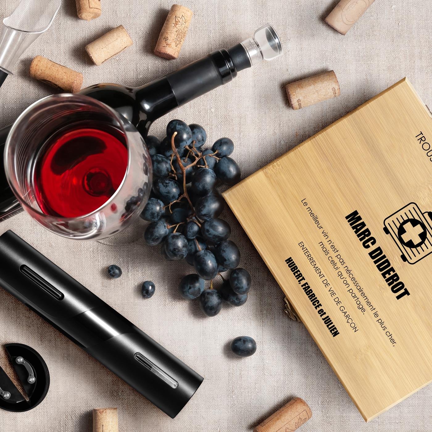 Murrano Personalized Wine Accessory Set for a Bachelor Party