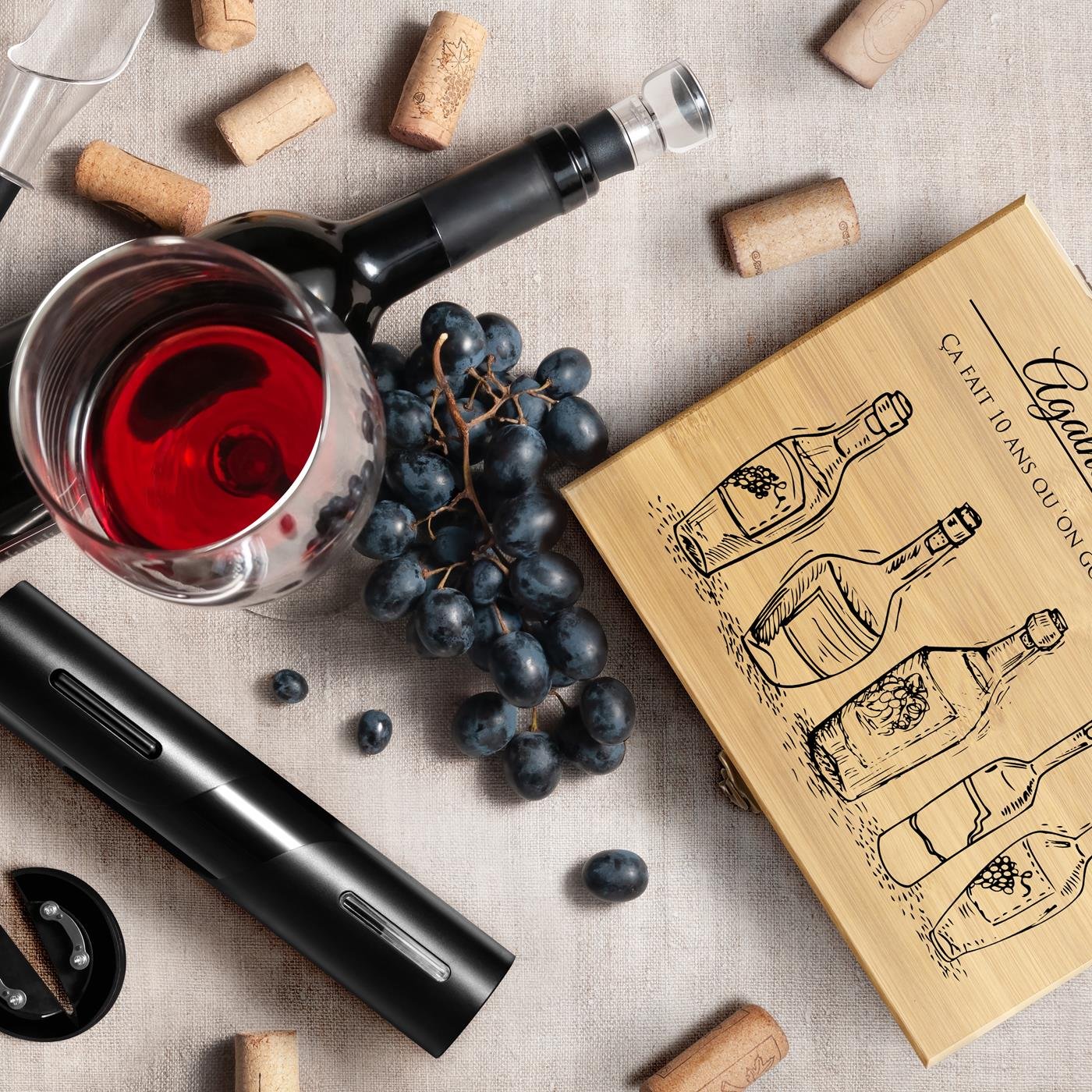 Murrano Personalized Wine Accessory Set for Couple's 10th Wedding Anniversary