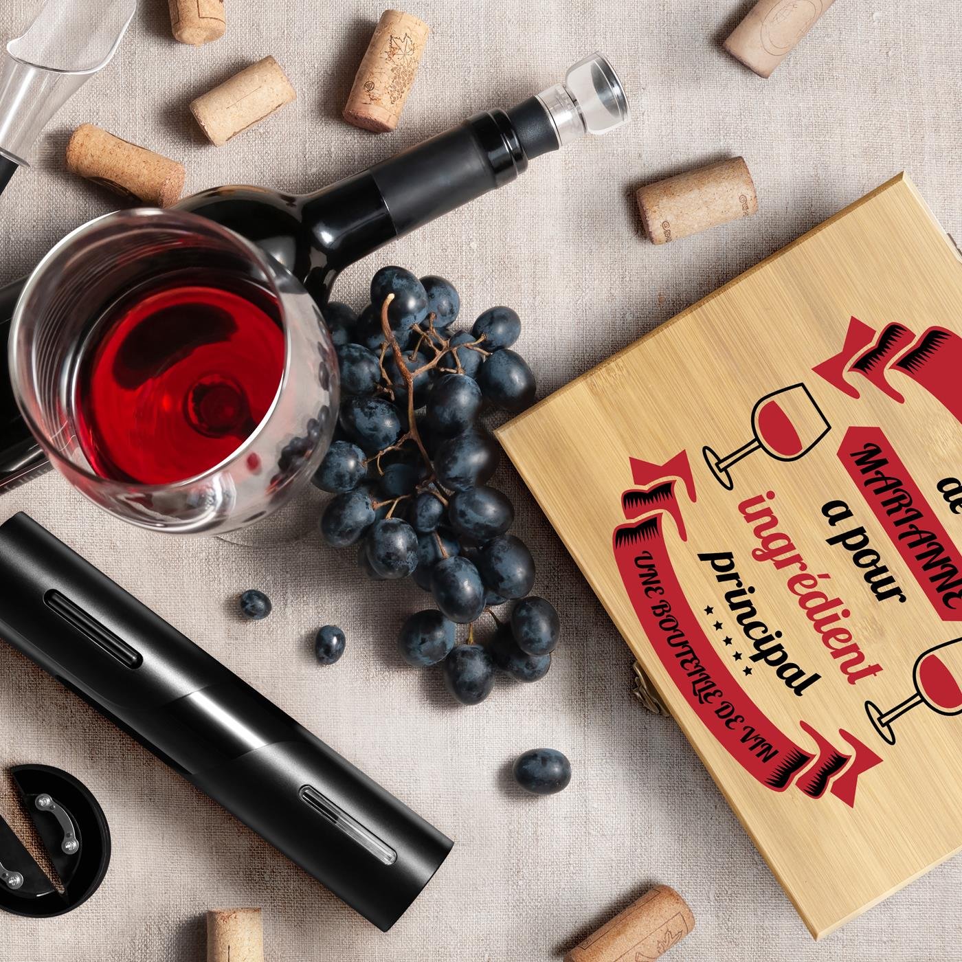 Murrano Customized Wine Accessory Set for Women's Birthday