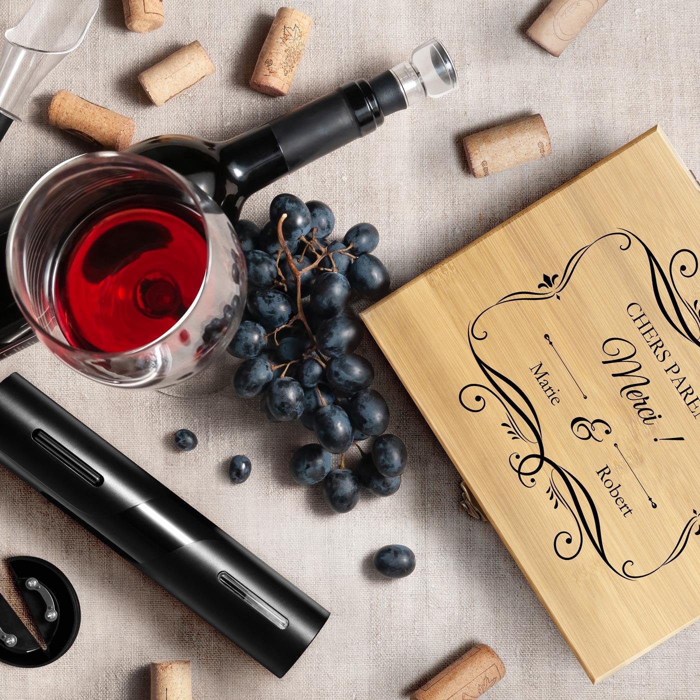 Murrano Customized Wine Accessory Set for Parents - Wedding Thank You Gift