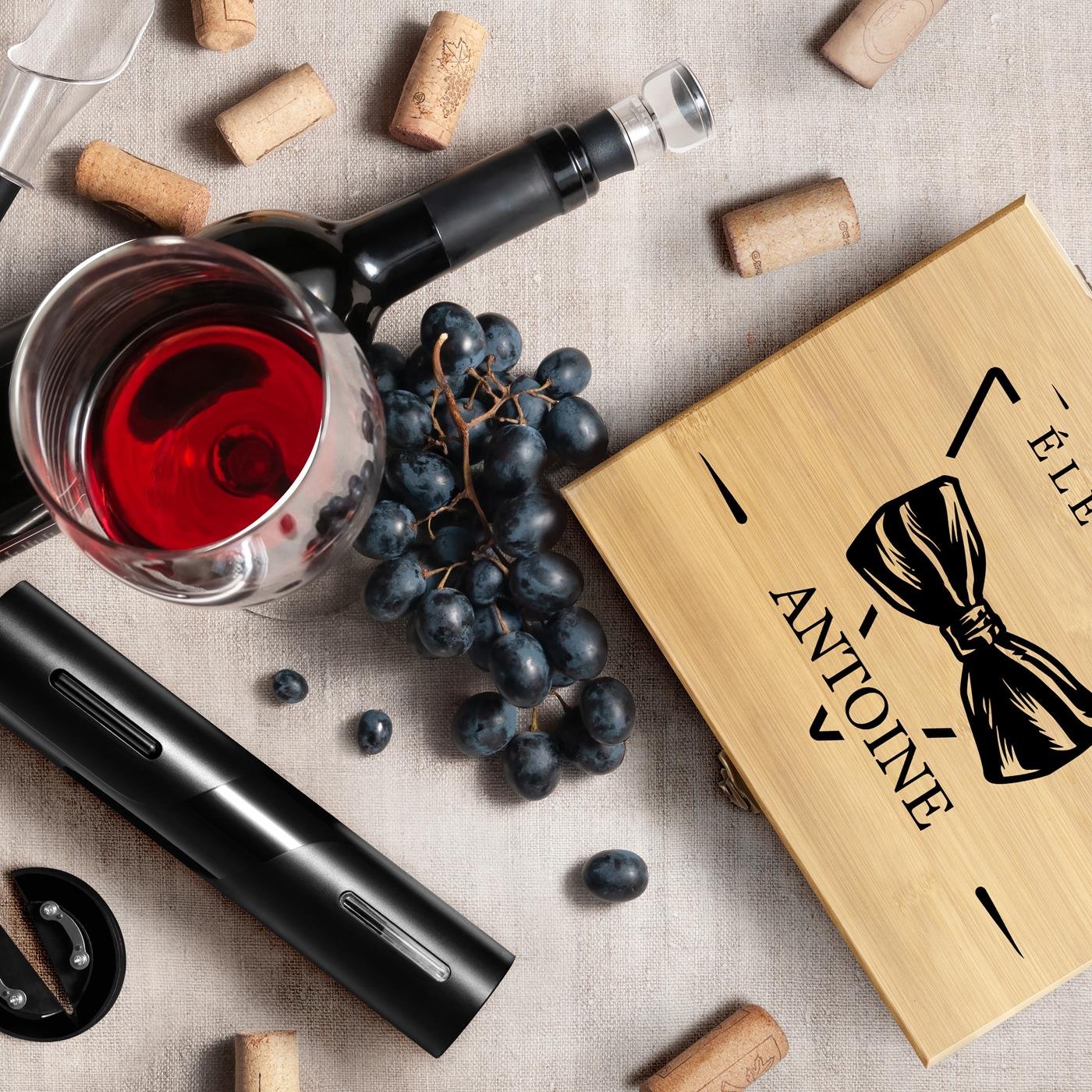 Murrano Wine Accessory Set with Personalized Box for Father's Day