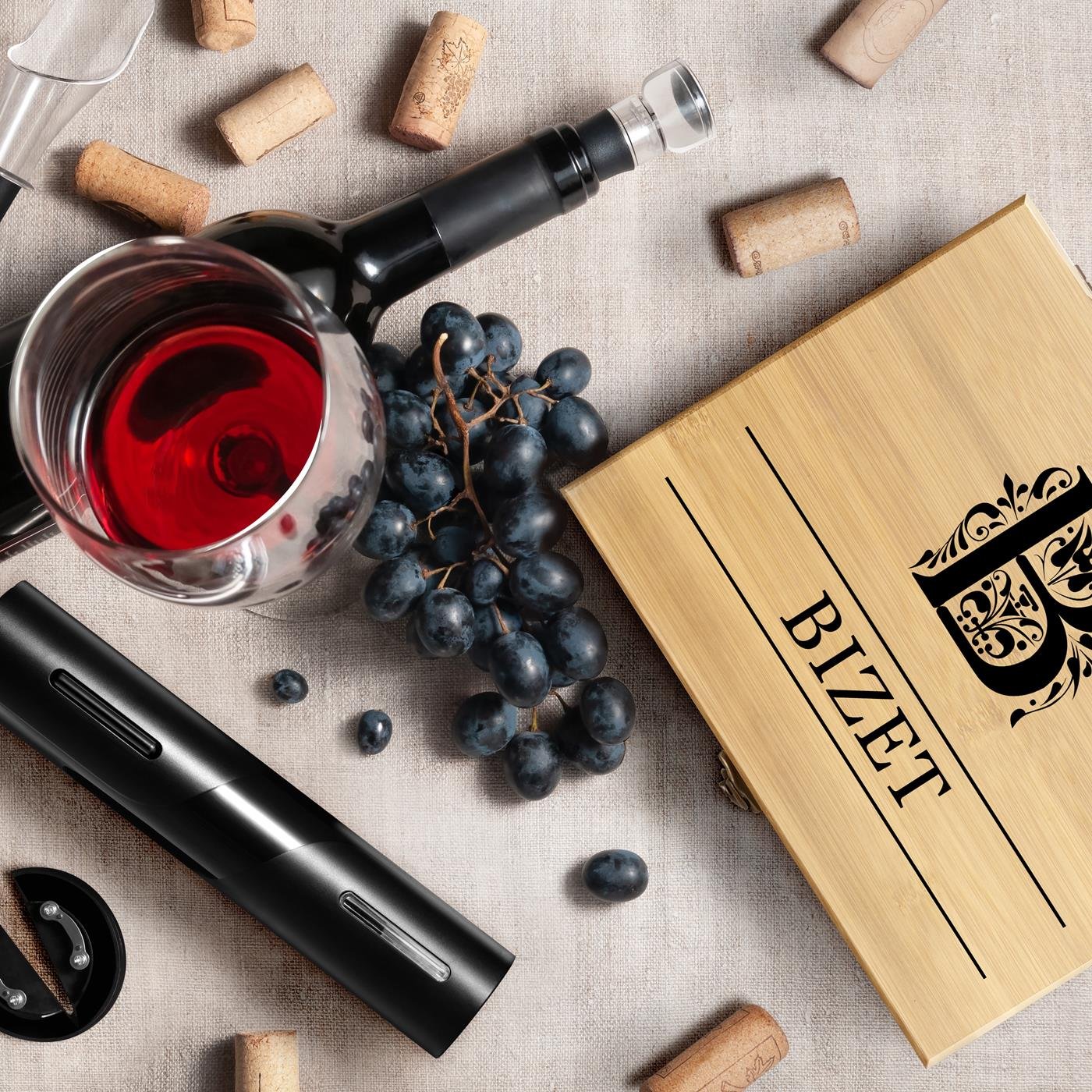 Murrano Personalized Wine Accessory Set for Son's Birthday