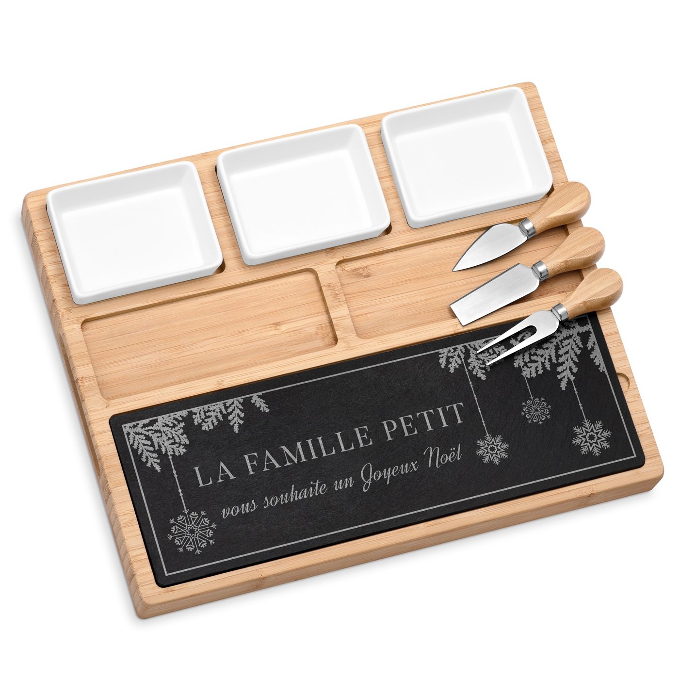 Tabla de quesos con piedra personalizada para padres en Navidad