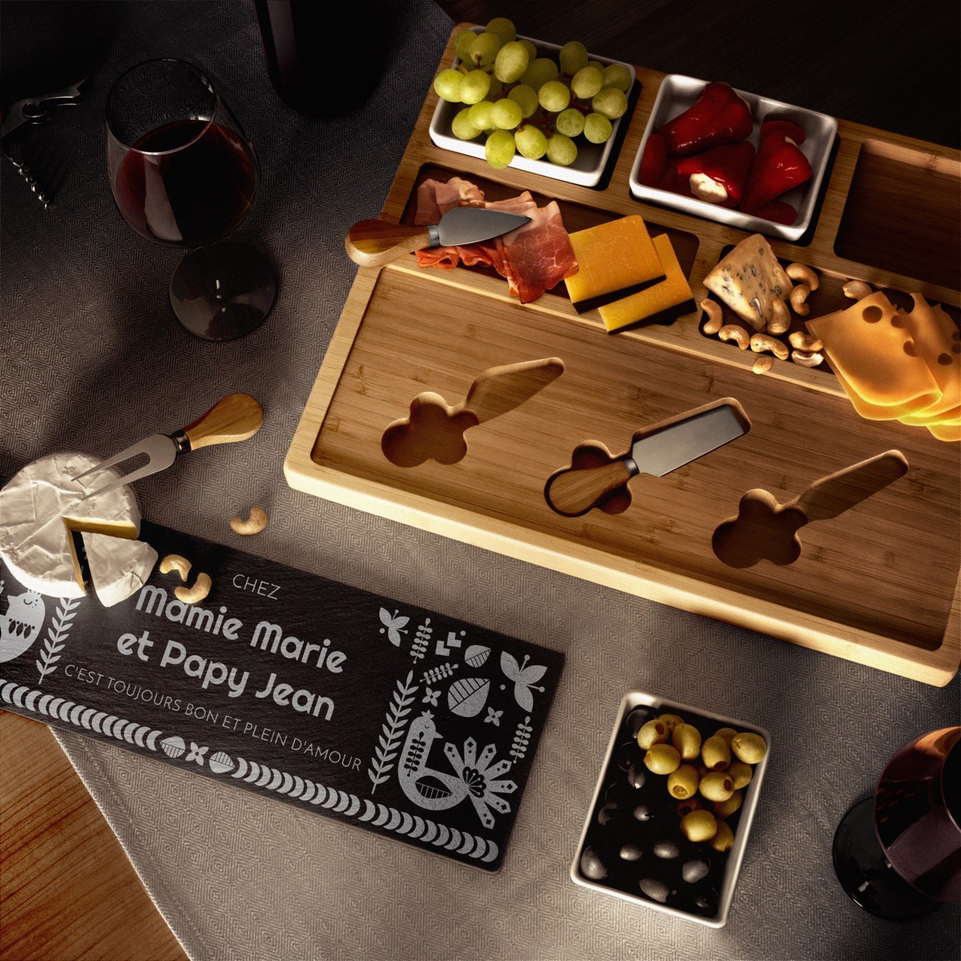 Tabla de quesos Murrano personalizada para el aniversario de bodas de oro