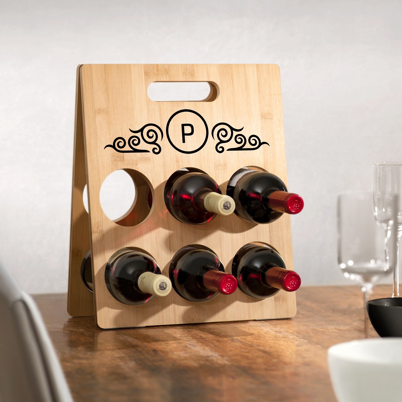Répide para vino de bambú con impresión personalizada para él o ella