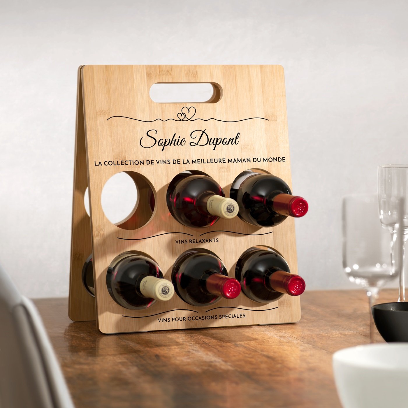 Caja de vino de madera personalizada para el Día de la Madre