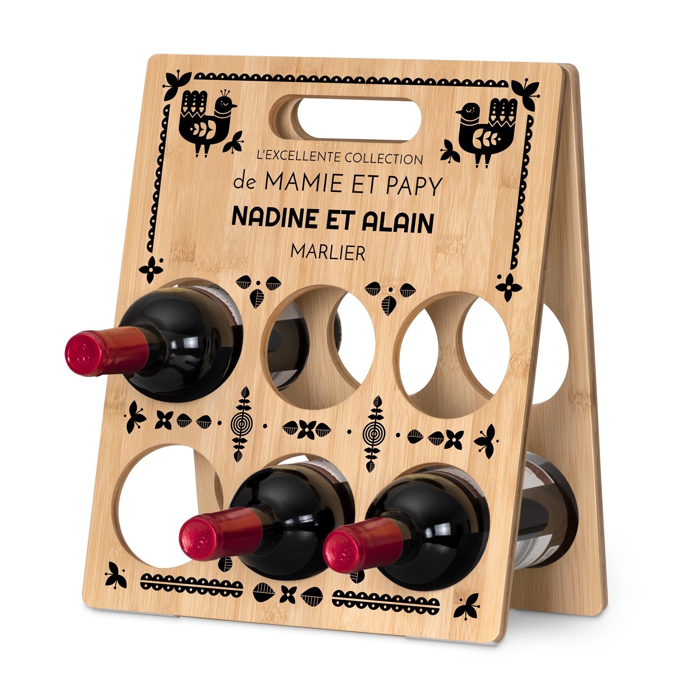 Caja de vino de bambú Murrano con impresión personalizada para el aniversario de bodas de oro de los abuelos