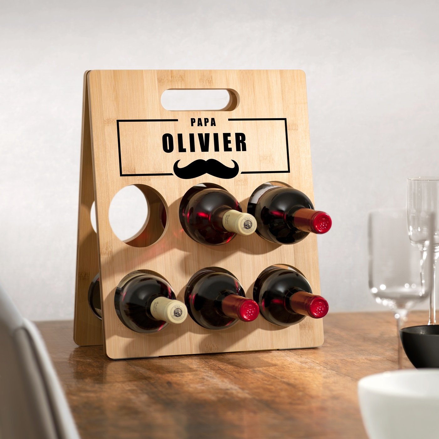 Caja de vino de madera Murrano con impresión para el Día del Padre