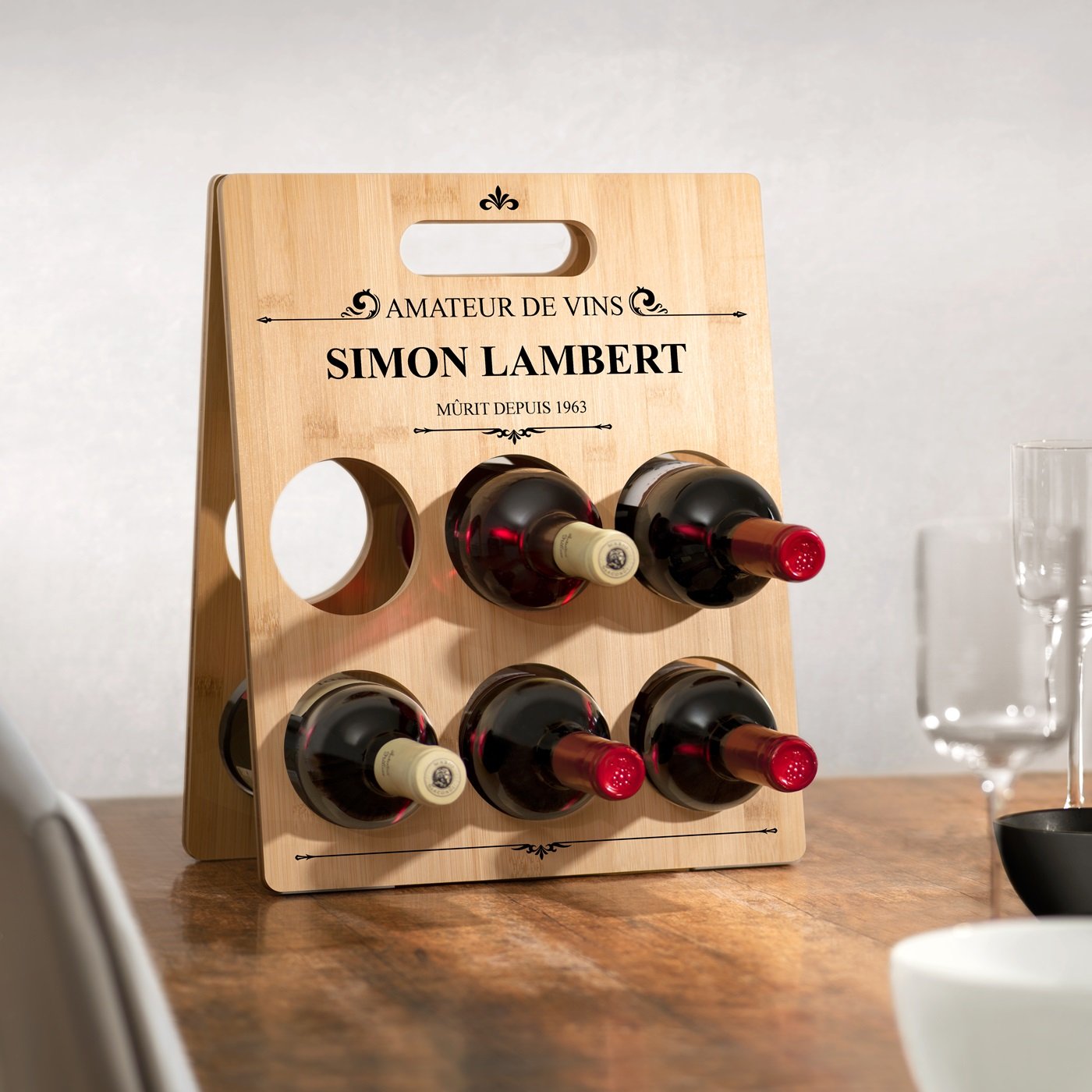 Caja de vino personalizada para el aniversario de boda de un marido