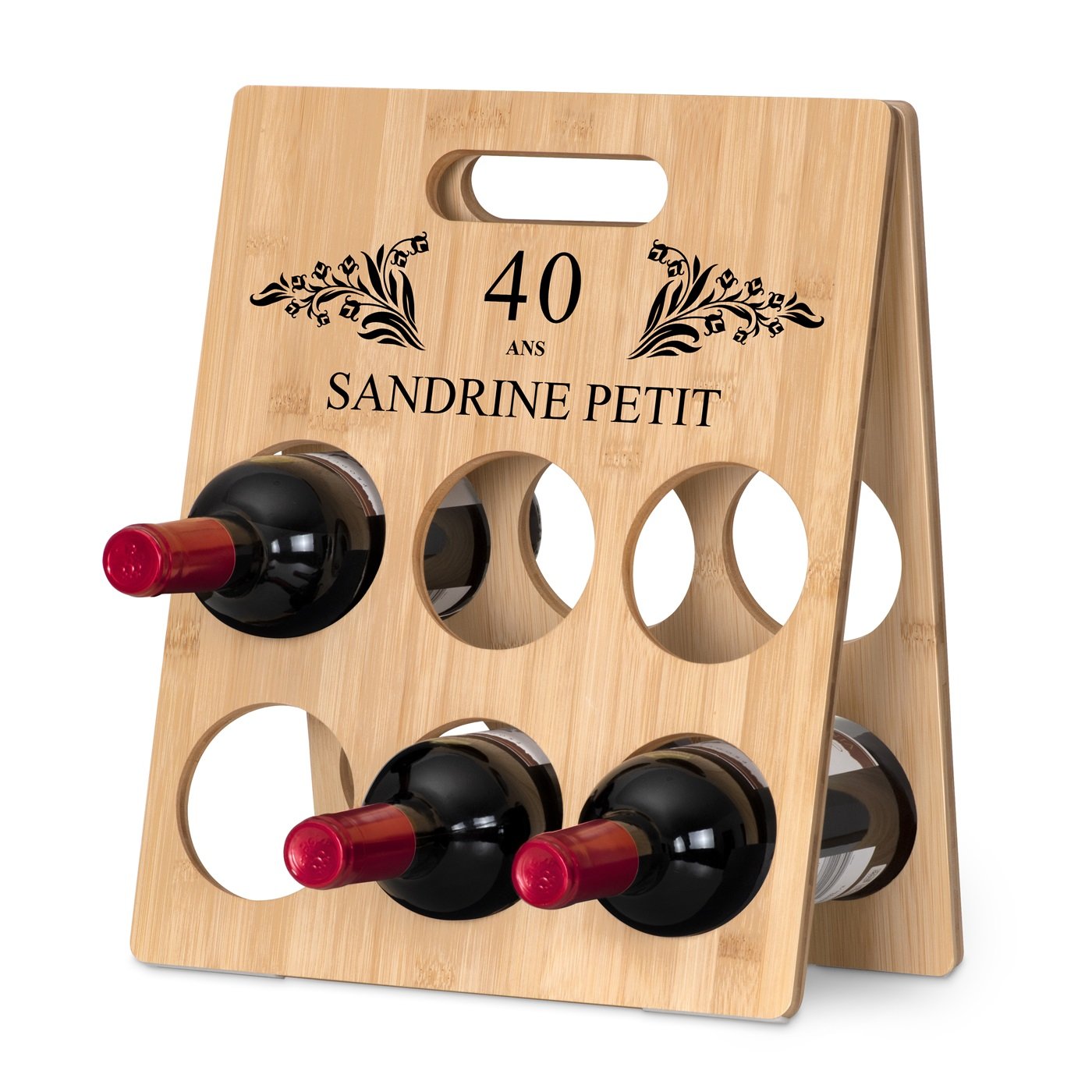 Cellar de vino de madera personalizado para su 40º cumpleaños