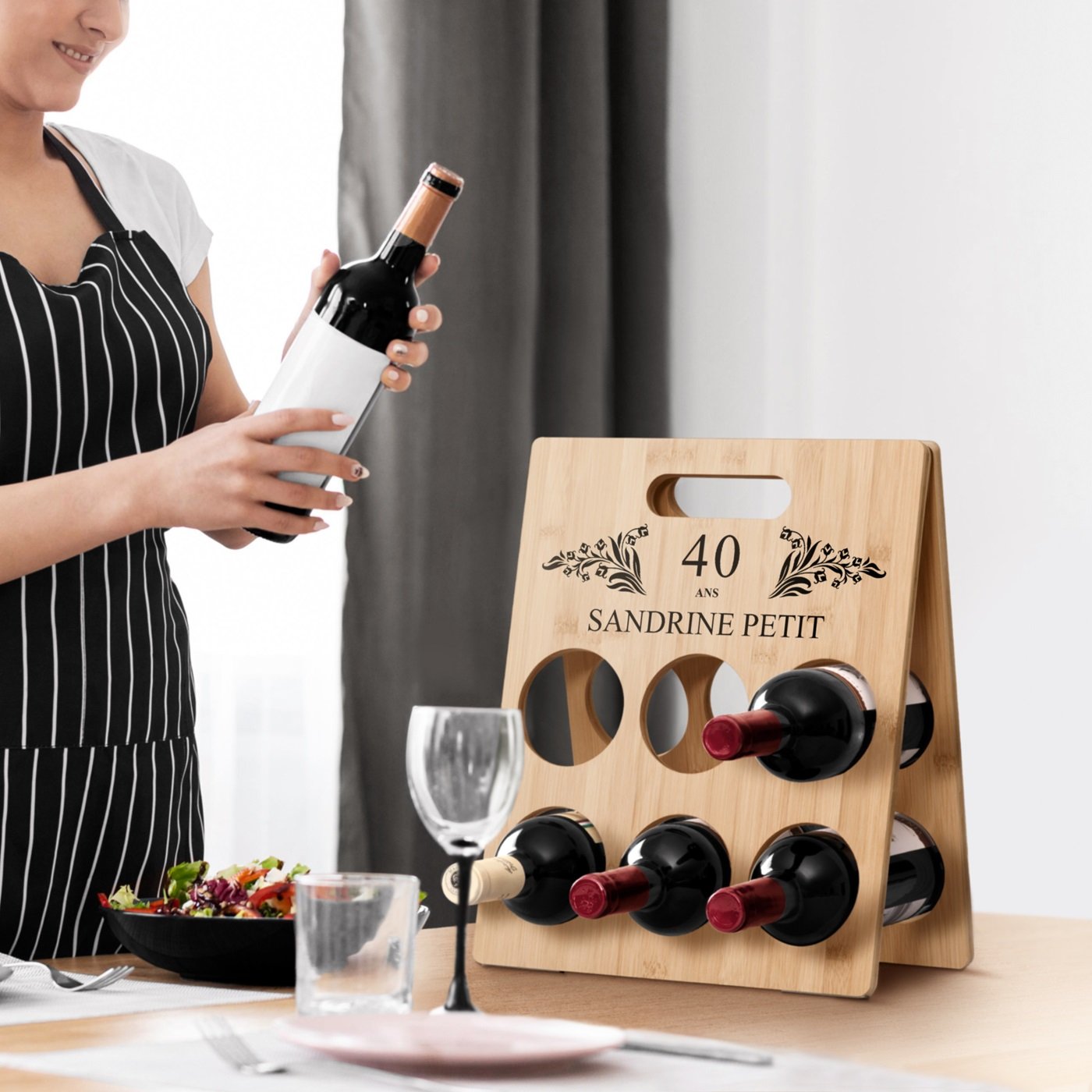 Cellar de vino de madera personalizado para su 40º cumpleaños
