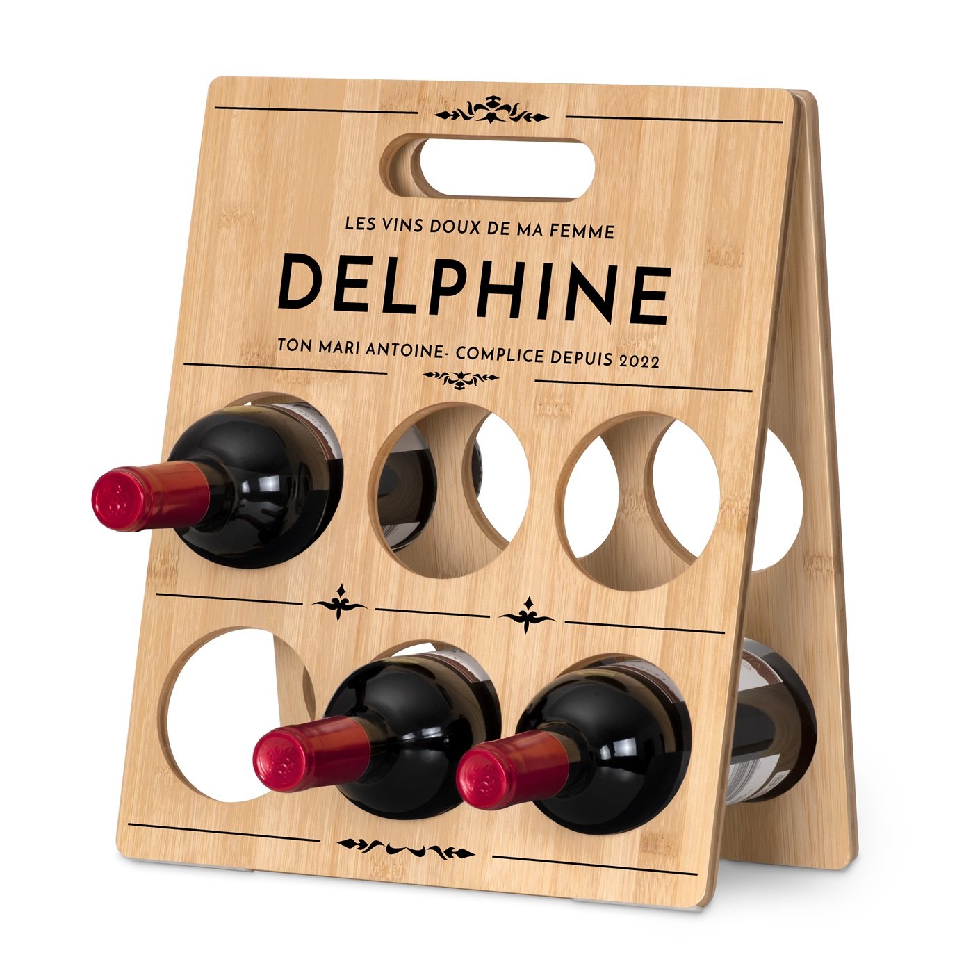 Estante de vino de madera personalizada para ella - Regalo de aniversario de boda