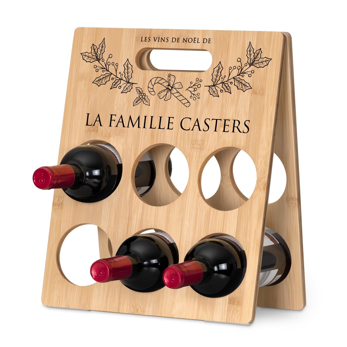 Estuche para vino de madera Murrano con impresión personalizada para padres en Navidad