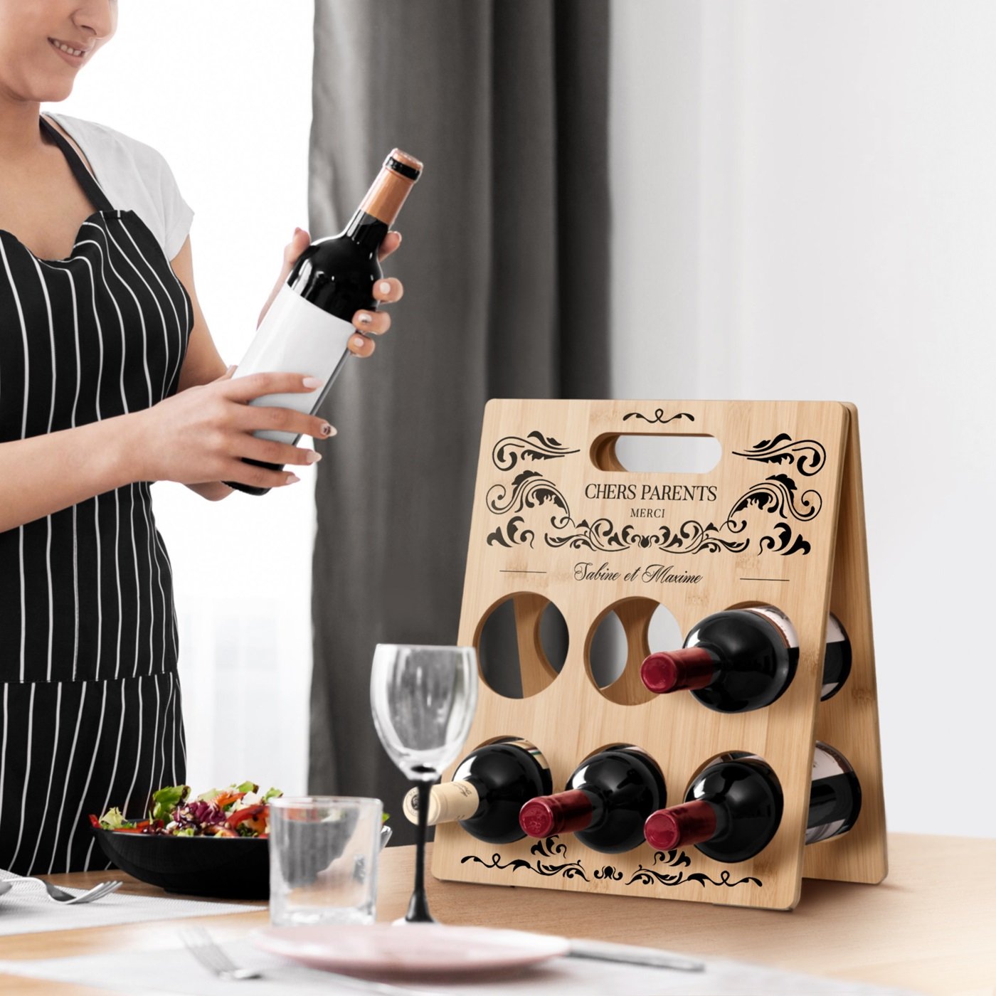 Estante de vino personalizada de Murrano para padres - Regalo de agradecimiento de boda