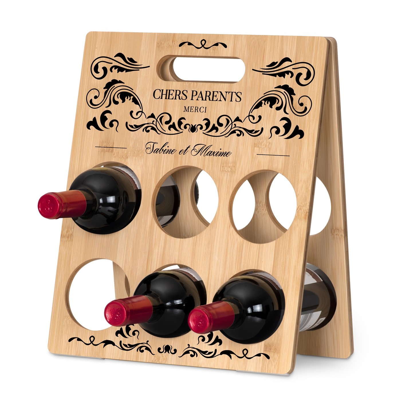 Estante de vino personalizada de Murrano para padres - Regalo de agradecimiento de boda