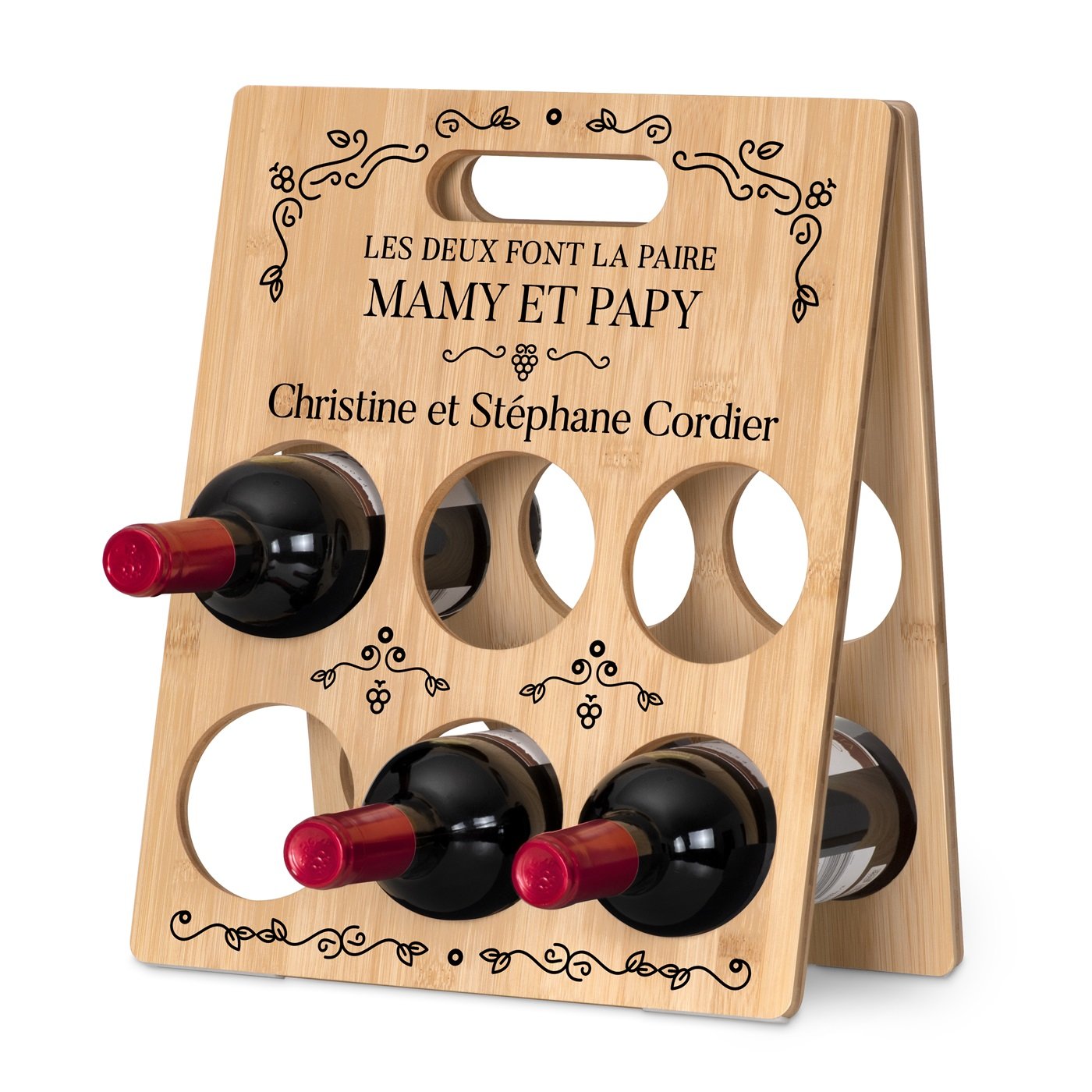 Caja de vino Murrano de madera con impresión personalizada para el aniversario de bodas de oro de los abuelos