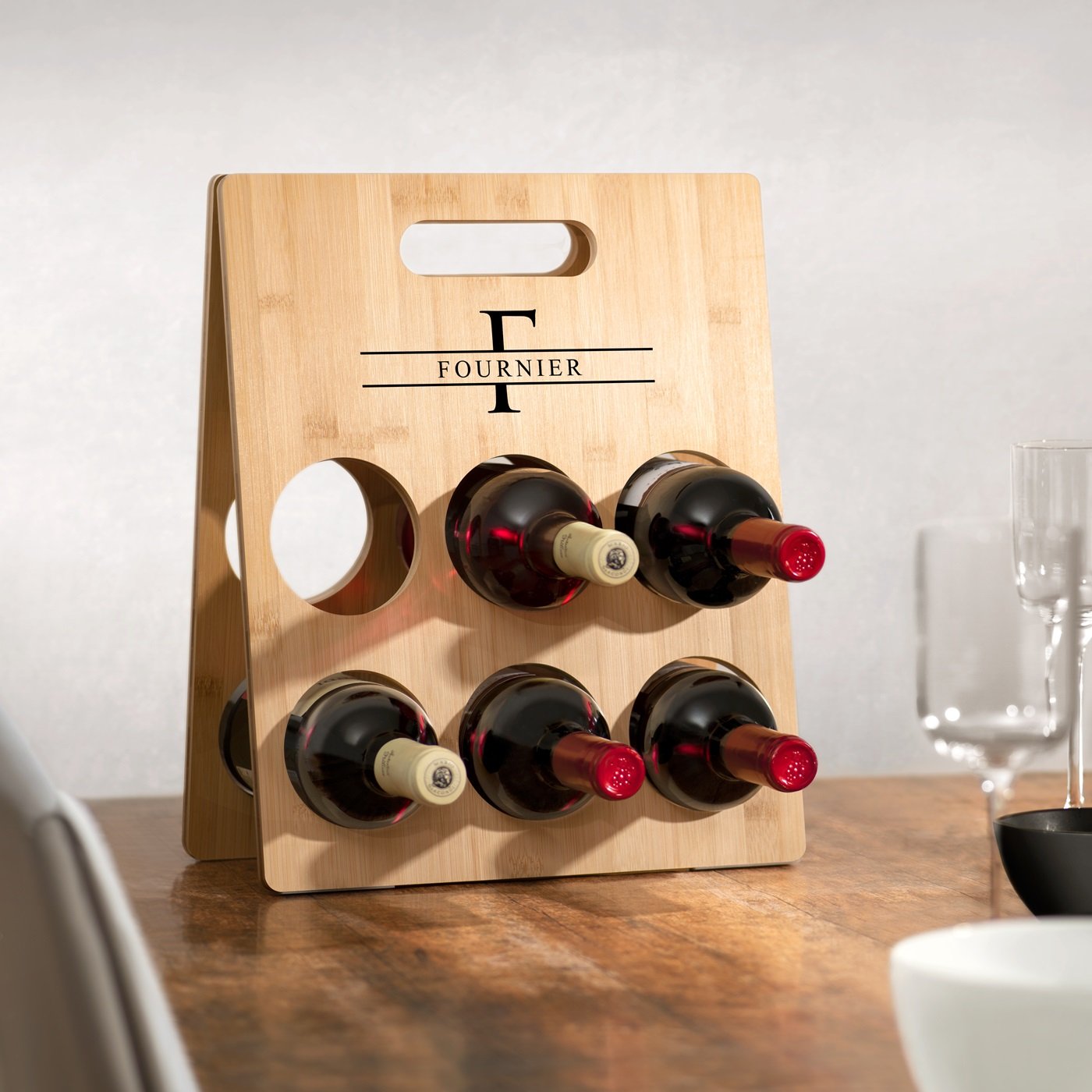 Caja de vino de bambú Murrano con impresión personalizada para recién casados