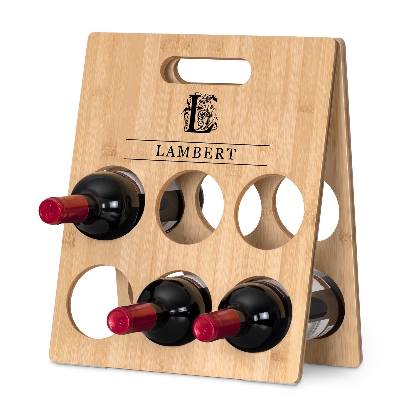 Caja de vino de madera de bambú Murrano - Personalizada para él y ella