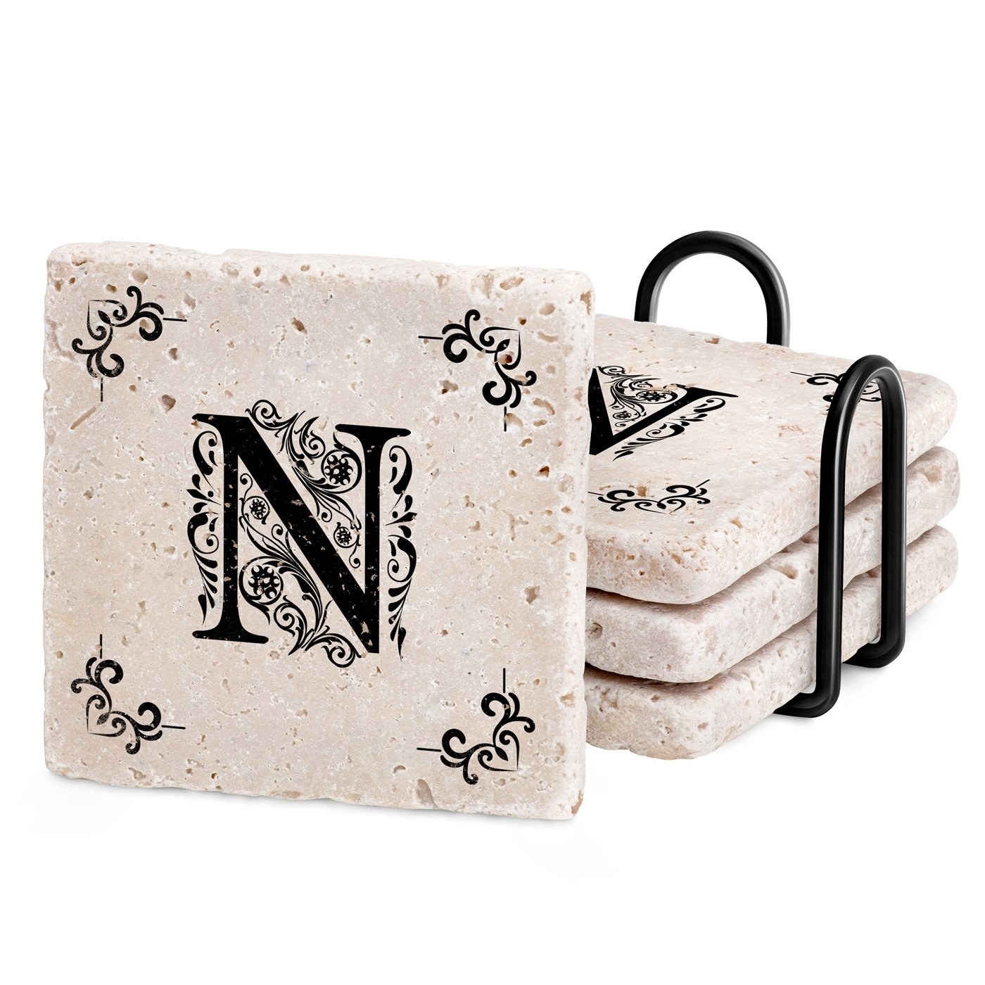Set de posavasos de piedra personalizados Murrano para él o ella